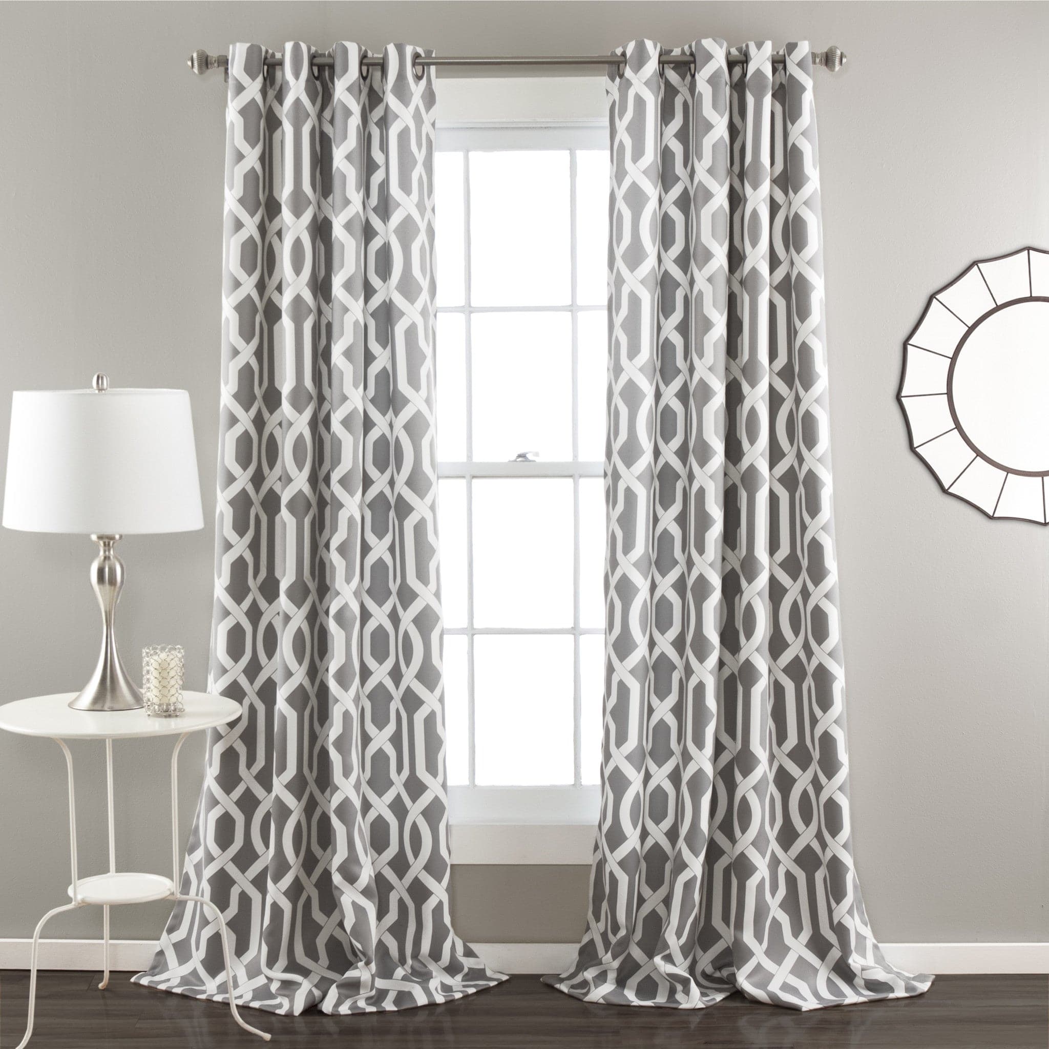Edward Trellis Light Filtering Window Curtain Panel Set - Blackout Sheer Drapes for Living Room & Bedroom - Elegant Home Decor for Sun Protection & Privacy