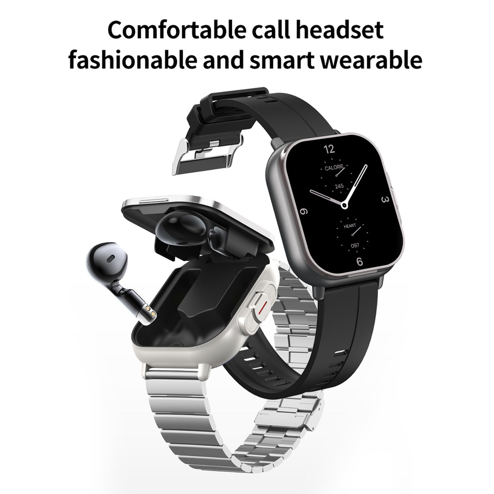 2.01 Inch Smart Watch with Earbuds - 2-in-1 Fitness Tracker with HD Touch Screen, Multiple Sports Modes, Remote Camera Control for Men & Women - Perfect for Running, Gym Workouts & Daily Activity Tracking