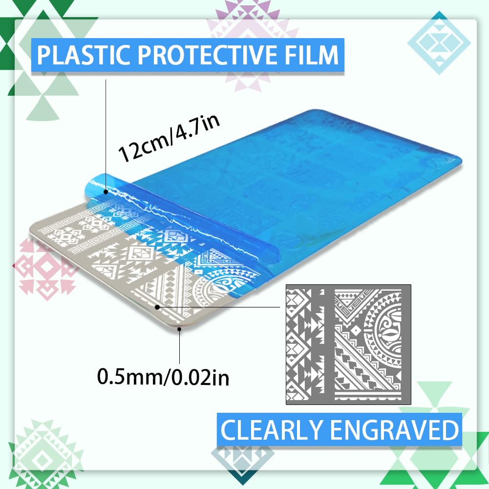 3pcs Geometric Texture Nail Art Stamping Plates - 36 Unique Aztec, Tribal & Persian Patterns for DIY Nail Design - Professional Salon Quality Manicure Tools for Creative Nail Art & Home Beauty Care