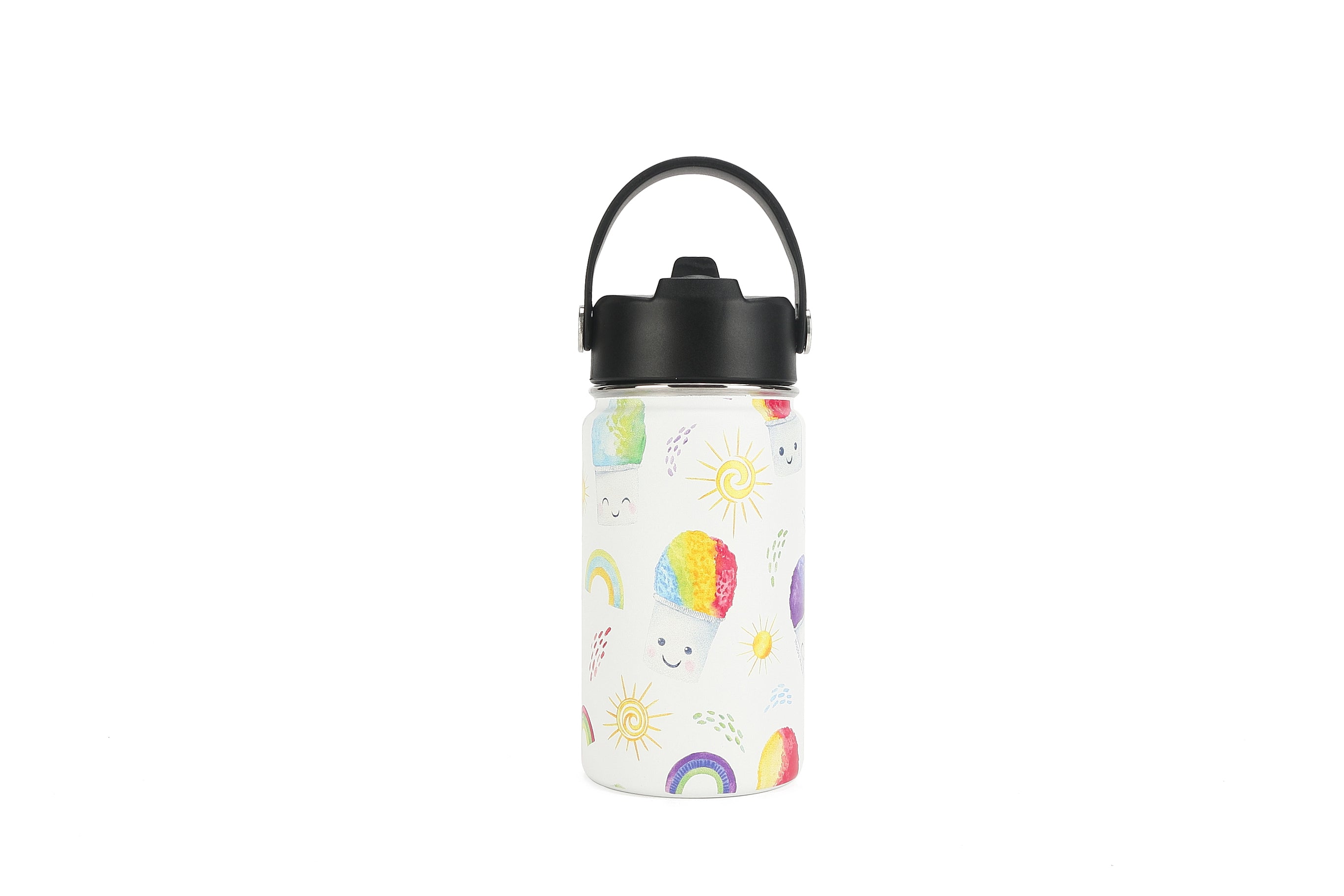 12oz Insulated Water Bottle for Shave Ice - Keeps Drinks Cold for Hours, Perfect for Hiking, Gym & Outdoor Activities - White