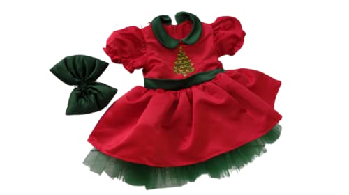 Vintage Red Christmas Tree Velour Princess Baby Toddler Dress - Elegant Sleeveless Floral Holiday Tutu Gown for Girls Birthday Party, Wedding & Special Occasions