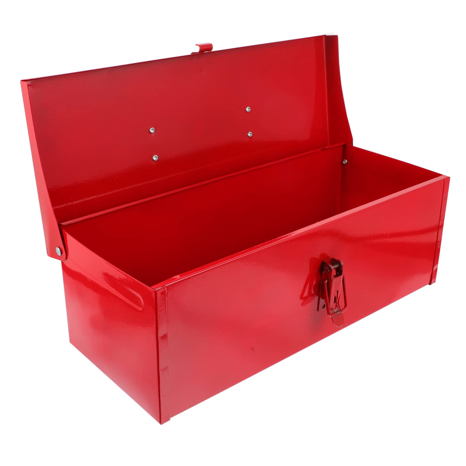 DOITOOL 1pc Black Metal Tool Box - Heavy Duty Iron Sheet Tool Storage Case for Car, Tractor & Household Tools - Portable Repair Toolbox for Garage, Workshop & DIY Projects