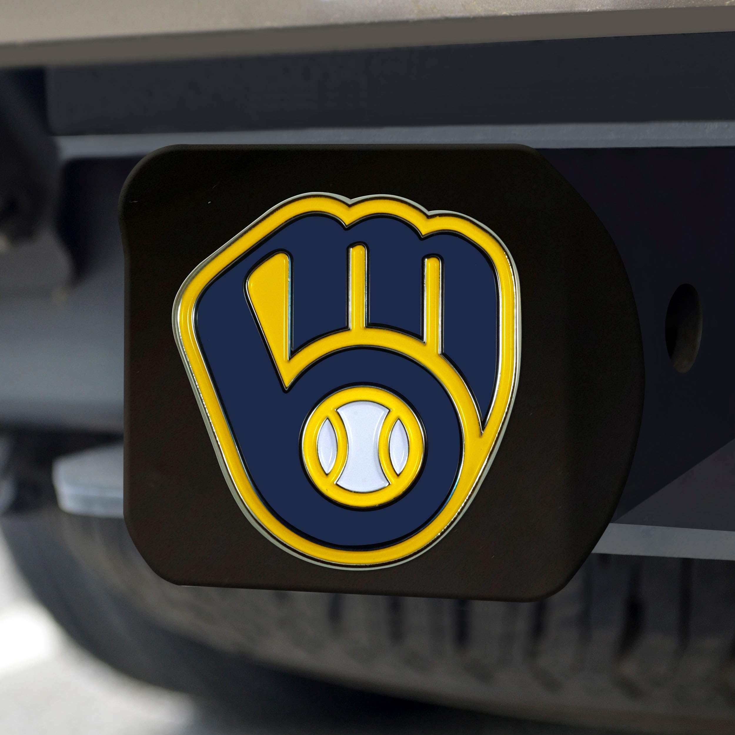 FANMATS 26635 Milwaukee Brewers Black Color Hitch Cover for Trucks & SUVs - Perfect for Tailgating & Baseball Games