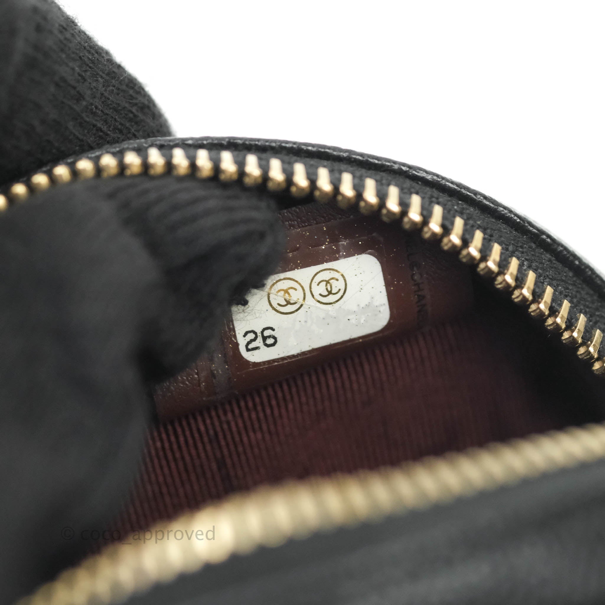 Chanel CC Round Coin Purse in Black Caviar Leather with Gold Hardware - Luxury Wallet for Women, Perfect for Parties & Evening Events