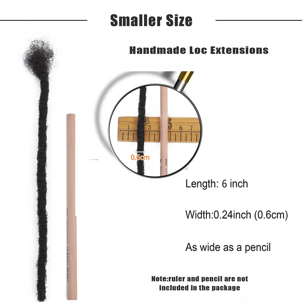 Premium Human Hair Dreadlock Extensions - 30 Strands Handmade Permanent Locs for Women & Men (8 Inch Length, 0.24 Inch Width) with Needle & Link Rings - Perfect for Protective Styles, Boho Looks & Natural Hairstyles