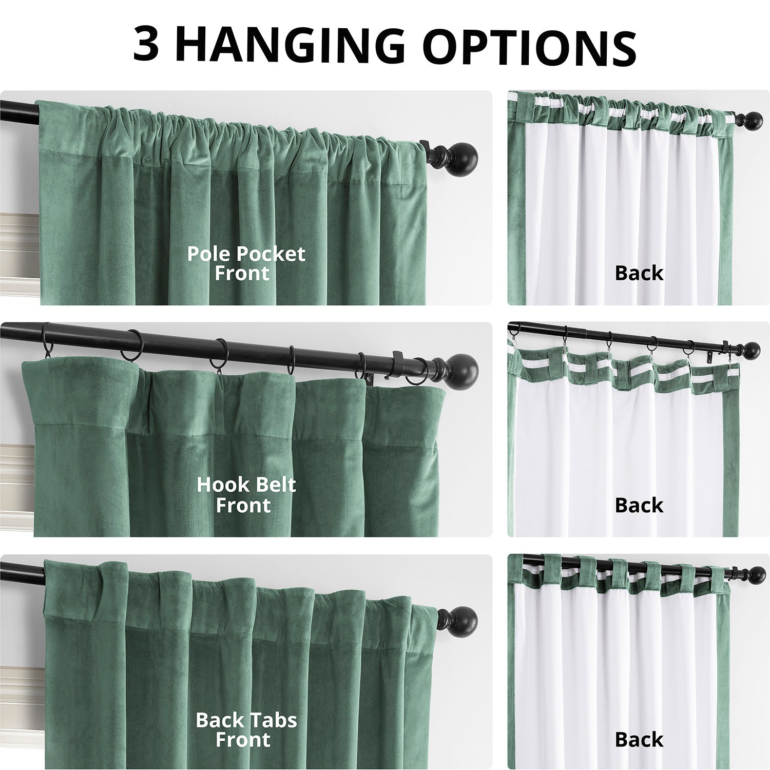 Luxury Aqua Mist Signature Velvet Blackout Curtains for Bedroom - Thermal Insulated Noise Reducing Window Drapes for Home & Office (52x84 Inches)
