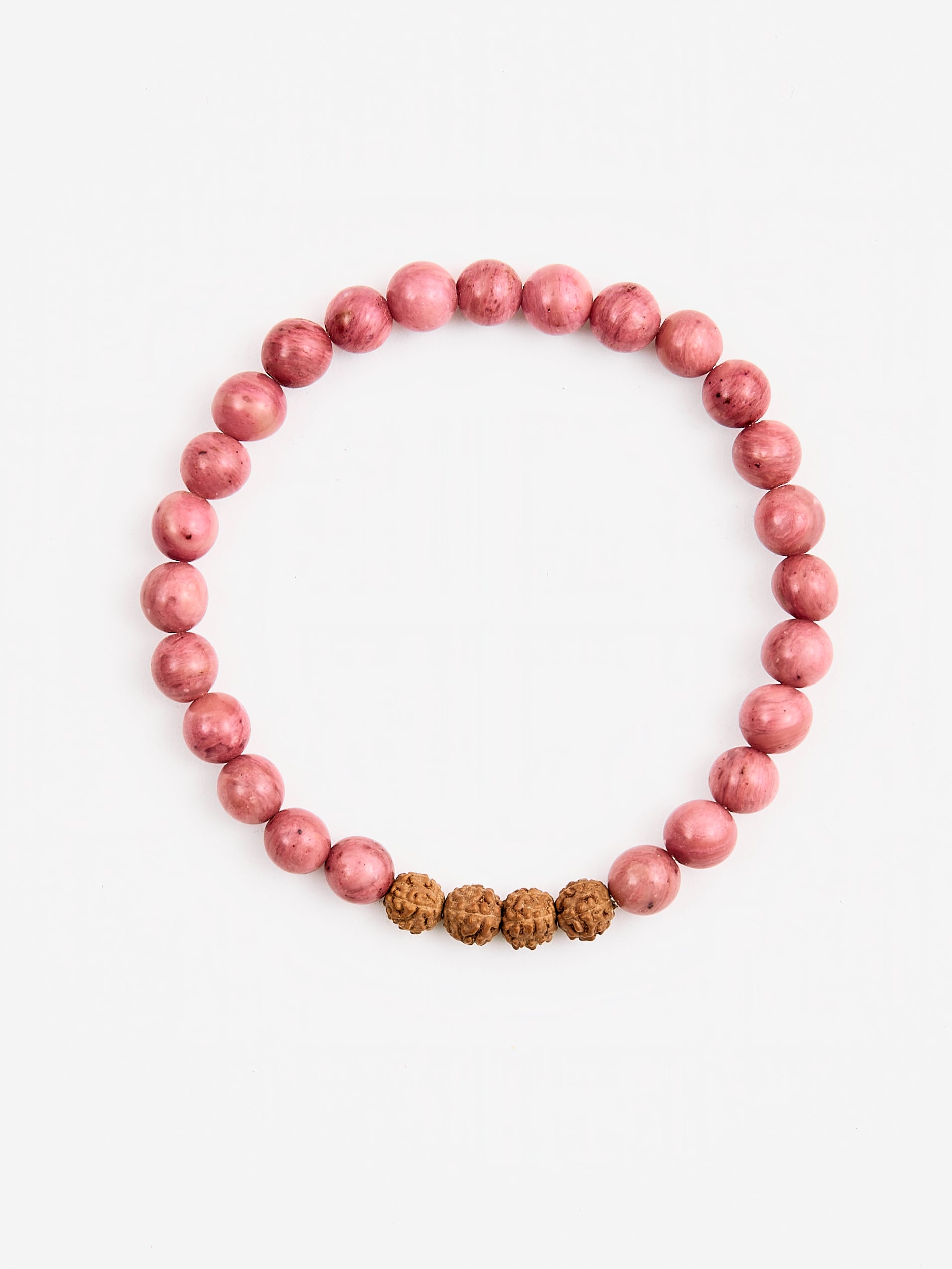 Pink Rhodonite Mala Bead Bracelet for Meditation, Yoga & Spiritual Healing - Buddhist Prayer Beads for Mindfulness & Stress Relief