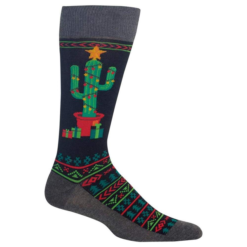 Hot Sox Men's Christmas Cactus Socks - 1 Pair for Shoe Size 6-12.5 | Fun Holiday Novelty Socks for Gifts, Parties & Festive Outfits
