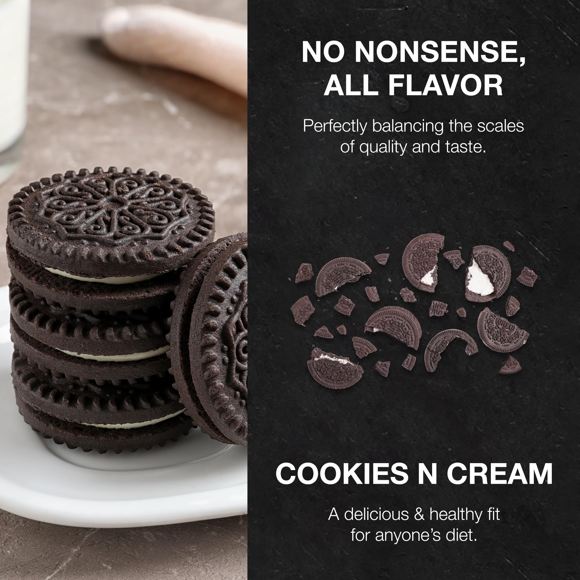Organic Vegan Protein Powder Cookies N Cream - 20g Plant-Based Protein for Muscle Growth & Recovery - Fortified with Vitamins - Low Fat, Low Carb, Natural Flavors - 25 Servings - Perfect for Post-Workout Shakes, Smoothies & Healthy Baking
