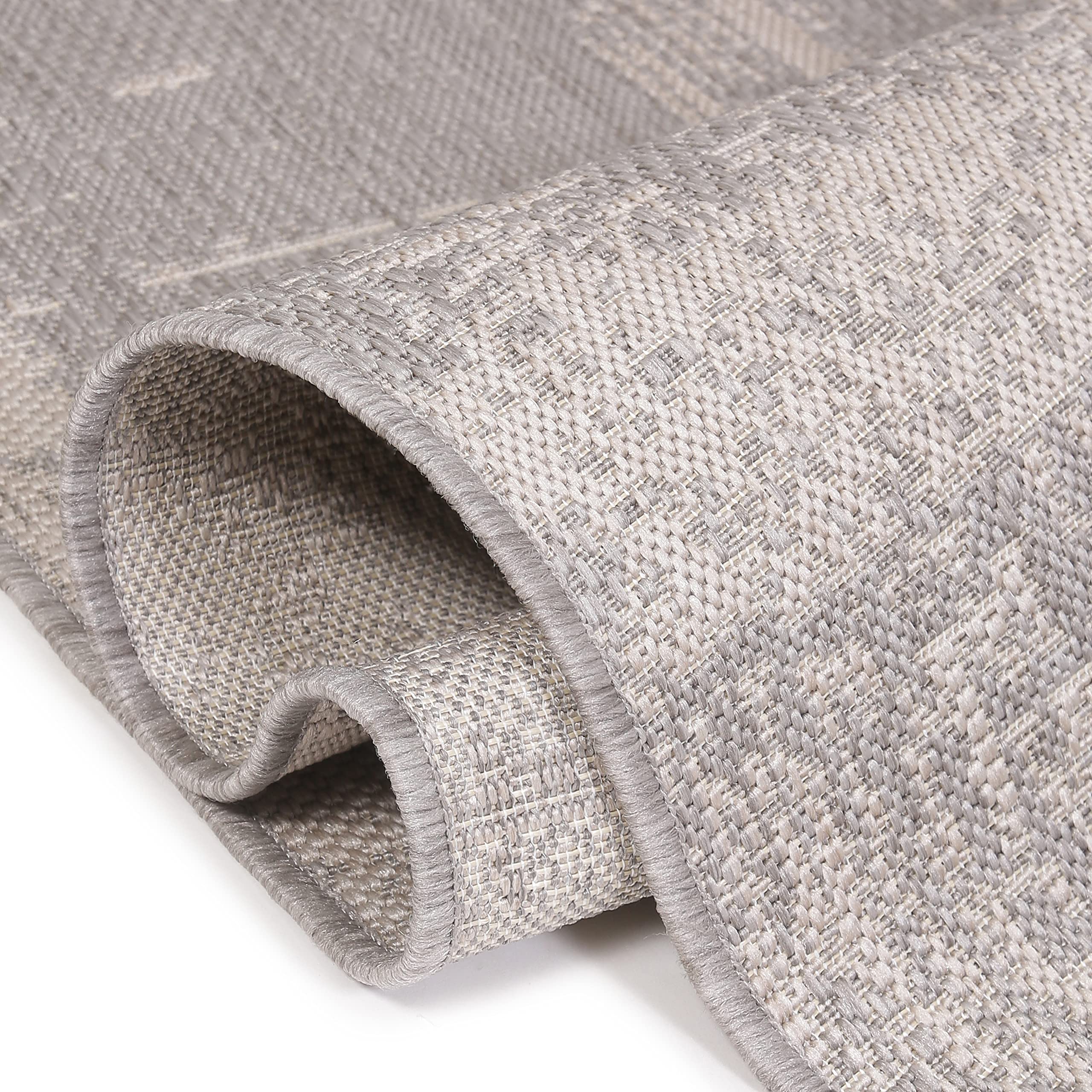 Modern Abstract Indoor/Outdoor Area Rug 5x7 - Weather Resistant, Non-Slip - Perfect for Porch, Deck, Balcony, Backyard & Patio - Gray Home Decor