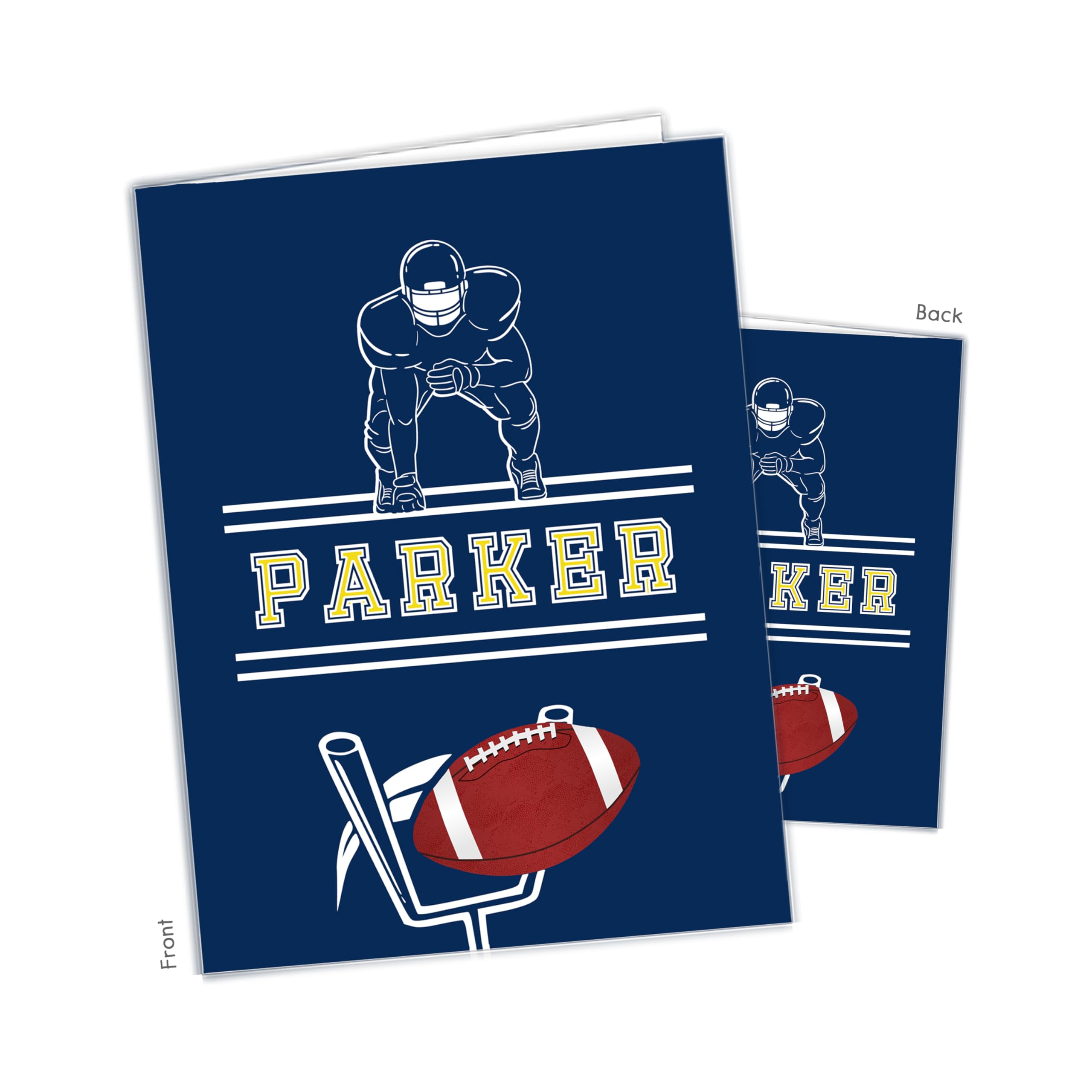 Custom Personalized 2-Pocket Football Sports Folder - Back to School Supplies, Teacher & Office Organization, Birthday Gift for Kids & Girls (Perfect for School, Work & Sports Memorabilia Storage)