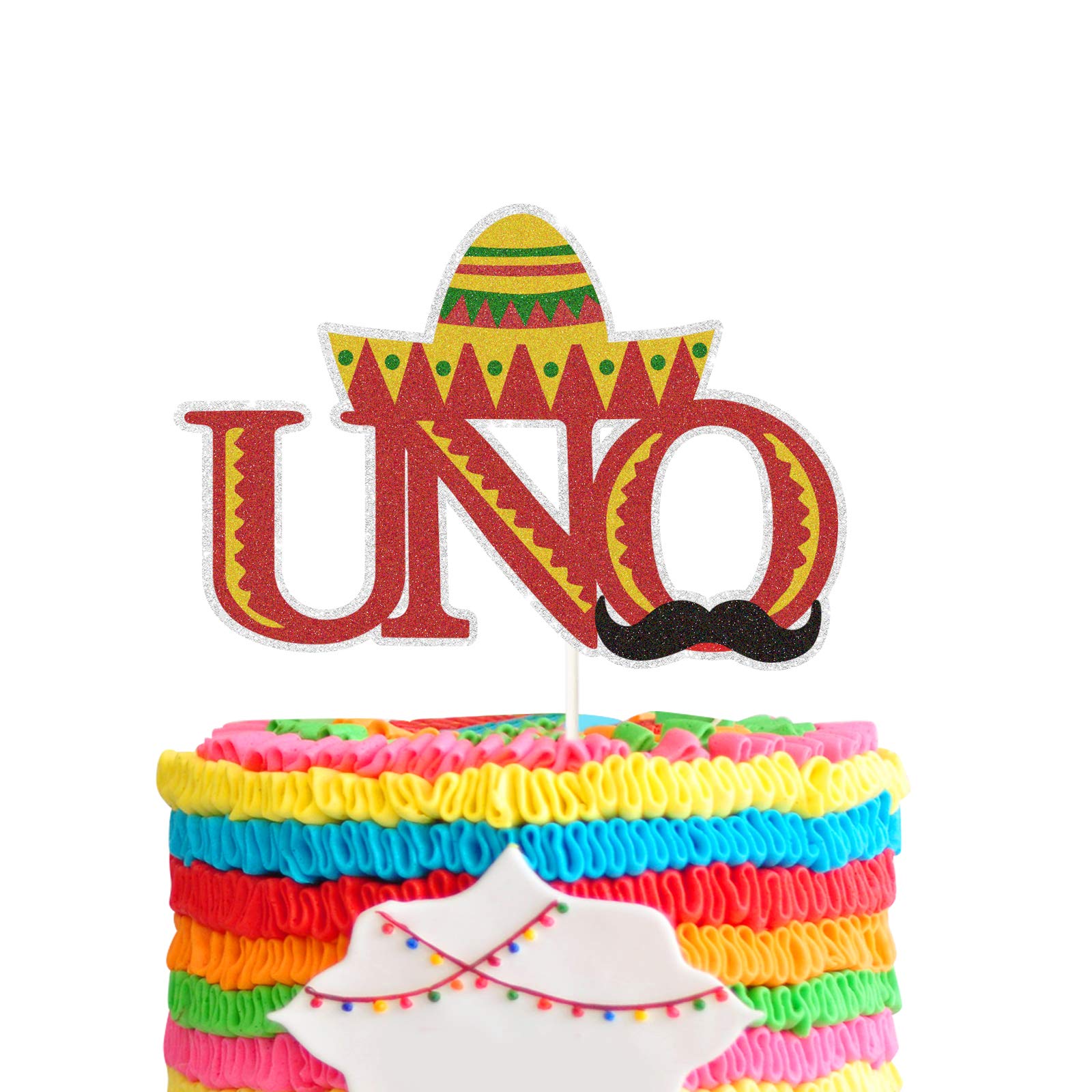 UNO Cake Topper Decorations - First Birthday Party Supplies for 1 Year Old Baby Shower | Carnival Theme Celebration Decor for Kids Birthday Cakes and Desserts
