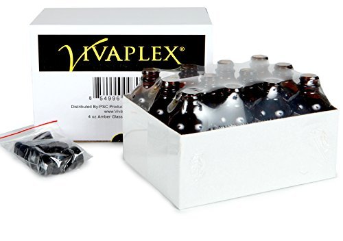 Vivaplex 12 Pack 4 oz Amber Glass Bottles with Lids - Essential Oil Storage, DIY Beauty, Herbal Remedies & Home Brewing Supplies