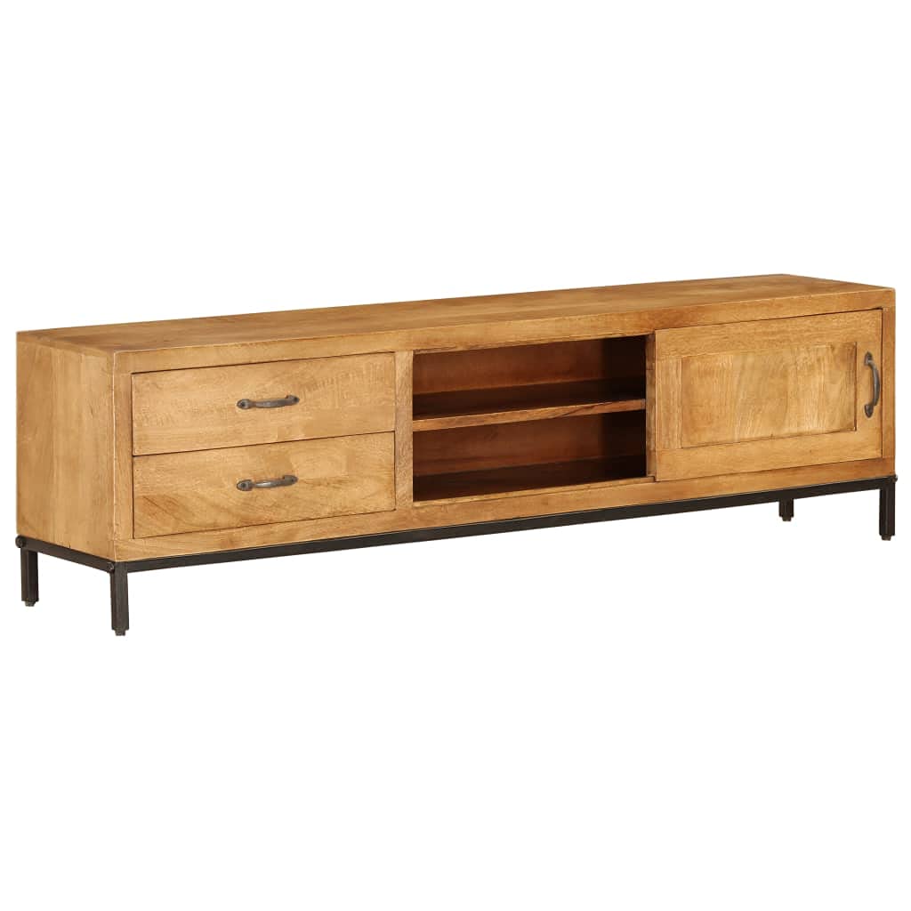 Mid-Century Modern TV Stand for 65 Inch Flat Screen TVs - Solid Wood Media Console with Storage Shelves, Entertainment Center for Living Room, Bedroom & Office - 55.1
