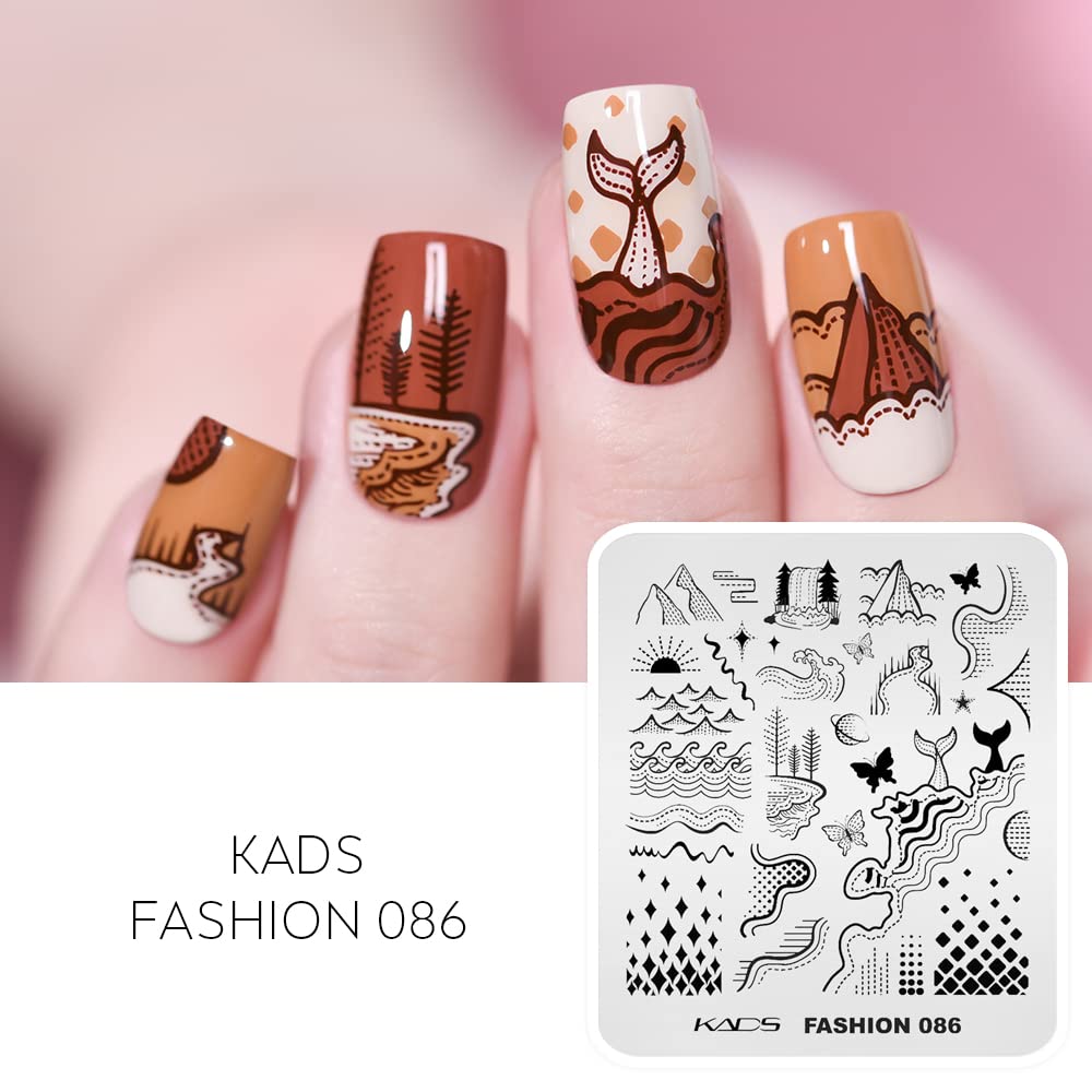 KADS Nail Stamping Plate - Fashion 086 Nail Art Design Template for DIY Manicure | Professional Nail Stamping Kit for Salon & Home Use | Perfect for Parties, Weddings & Special Occasions