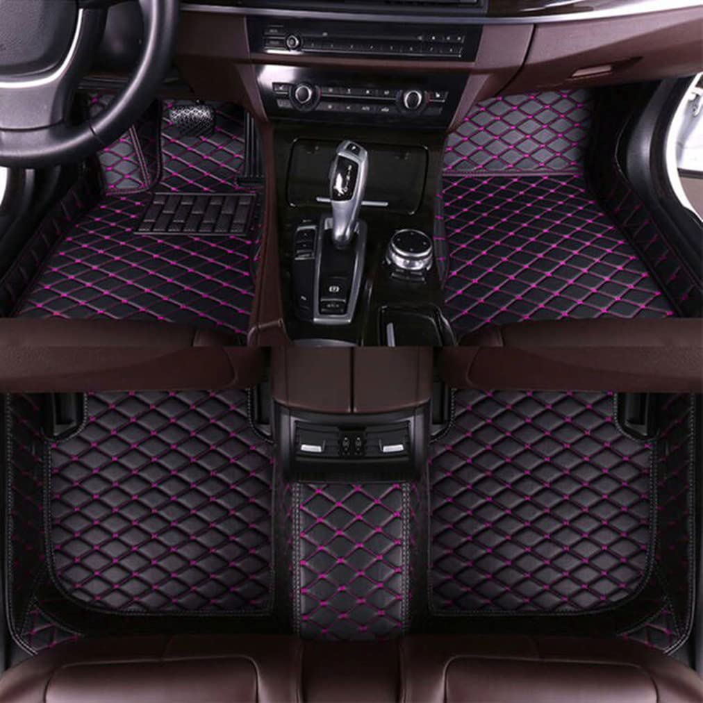 Premium Leather Luxury All-Weather Floor Mats for Jeep Wrangler JK 2-Door (2011-2017) - Black & Purple Carpet Protection Liners | Perfect for Off-Road Adventures & Daily Commuting
