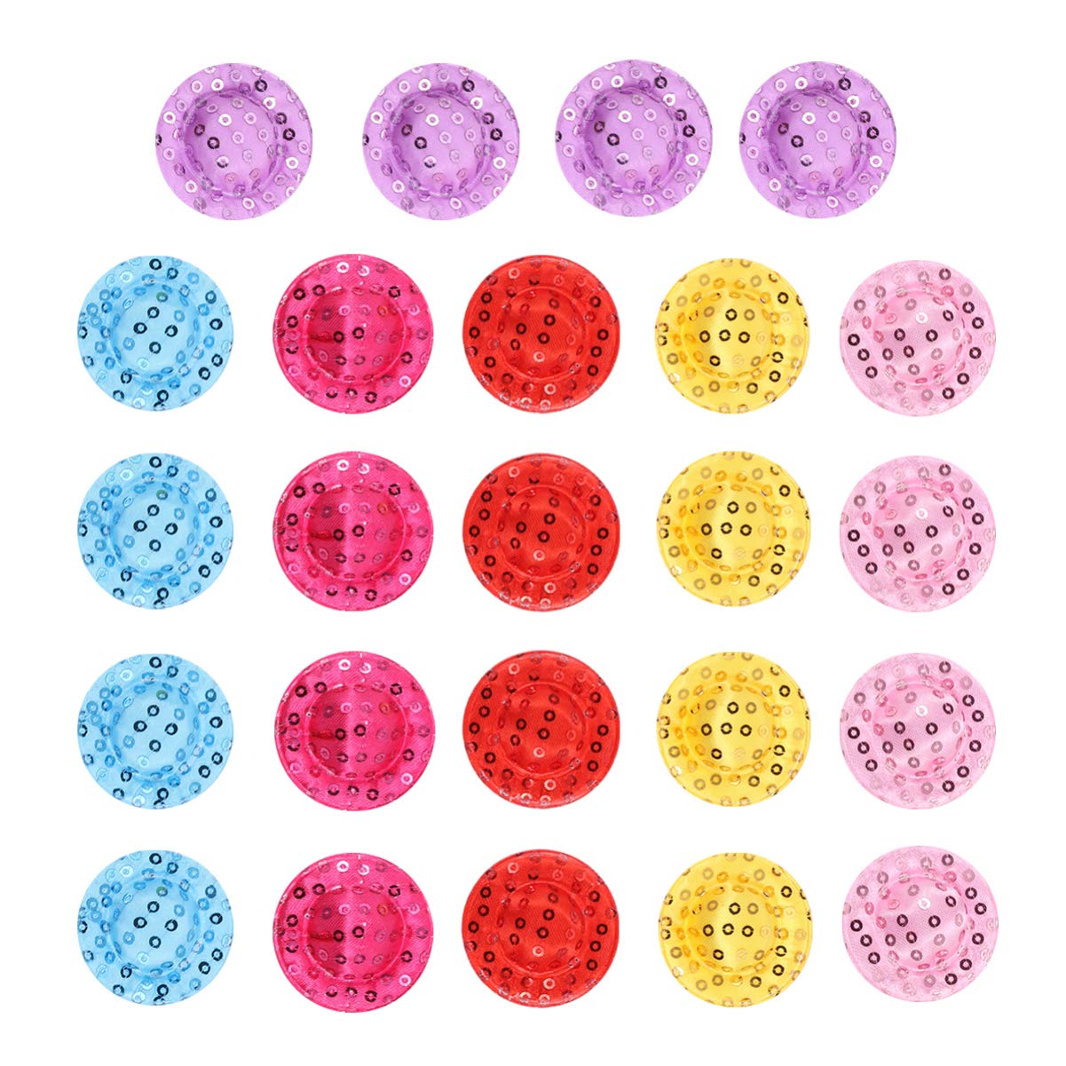 NUOBESTY 24pcs Mini Sequin Hats for Dolls - Tiny Sparkling Hats for DIY Crafts, Miniature Decorations & Ornaments - Perfect for Dollhouse Accessories, Party Favors, and Christmas Tree Decor