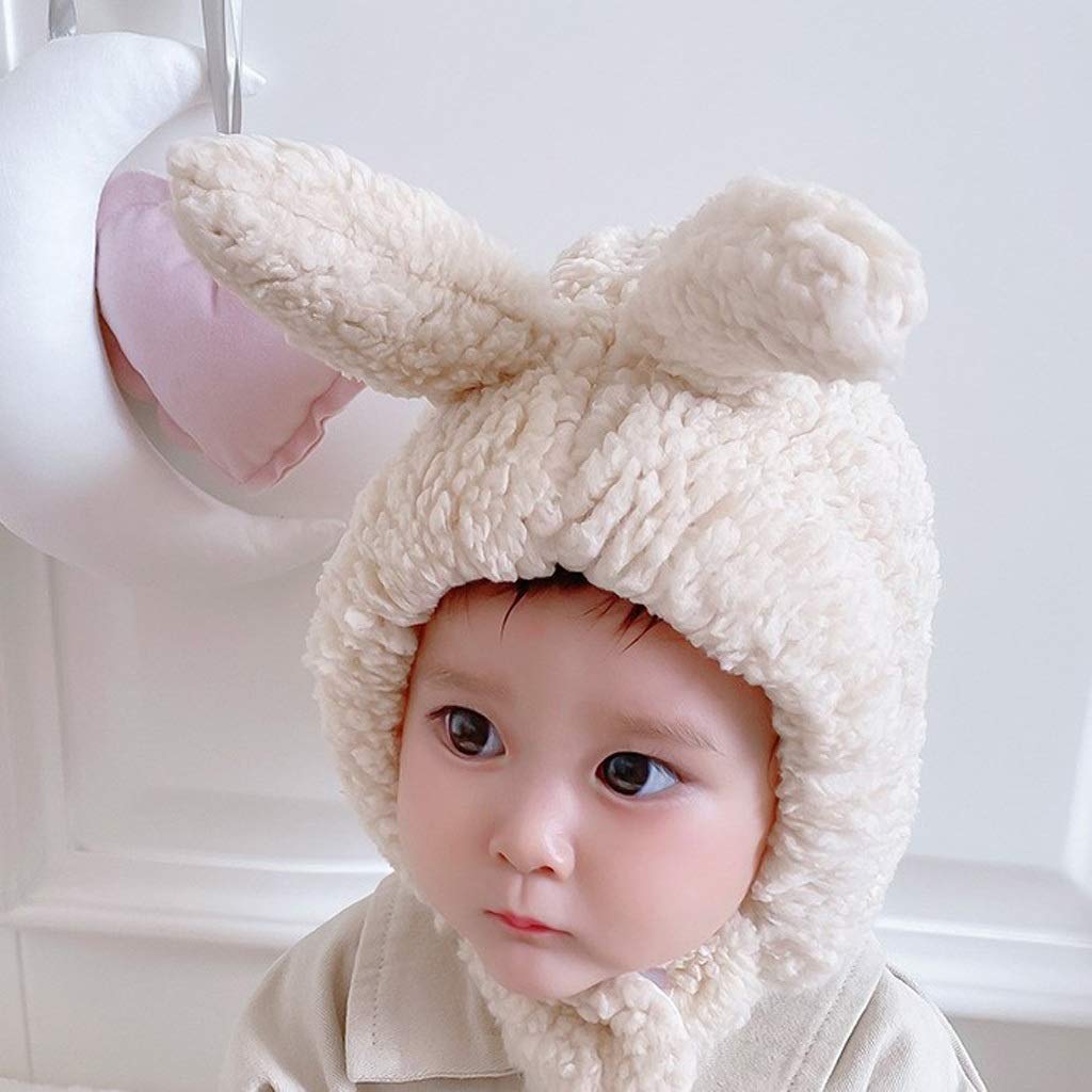 PDGJG Cute Rabbit Bear Ear Winter Hat for Kids - Soft Plush Hooded Beanie with Scarf for Boys & Girls - Warm Baby Hat for Cold Weather - Perfect for Outdoor Play, Snow Days & Holiday Photos (Color: A)