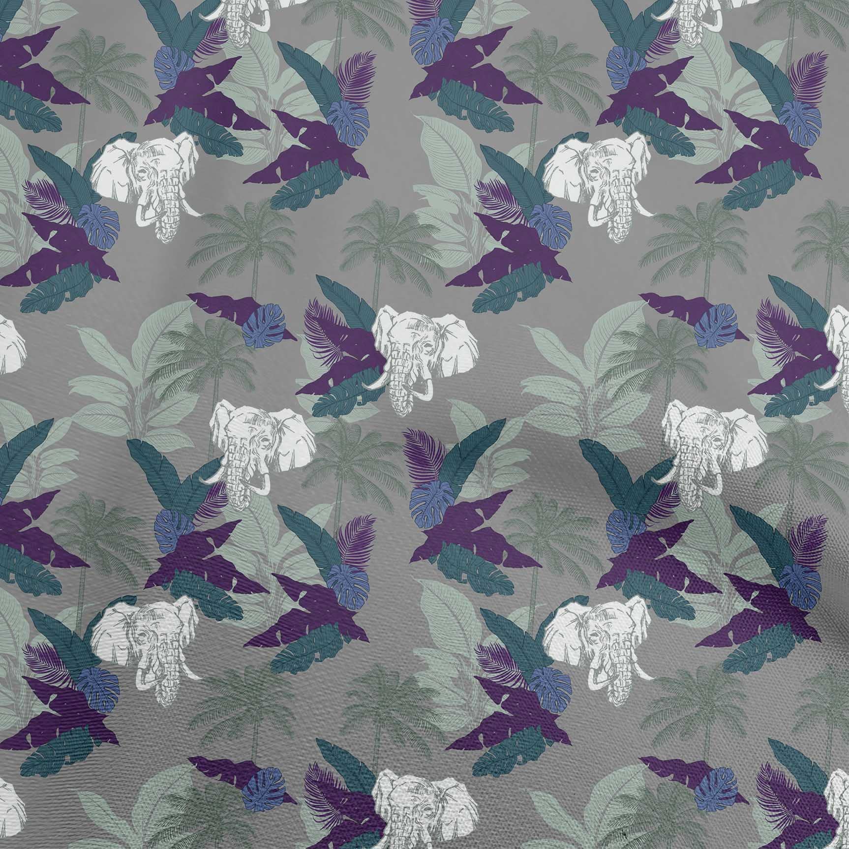 oneOone Polyester Spandex Gray Tropical Print Fabric - 56 Inch Wide (210 GSM) for Sewing, DIY Crafts, Quilting & Apparel Making - Perfect for Summer Dresses, Swimwear & Home Decor Projects