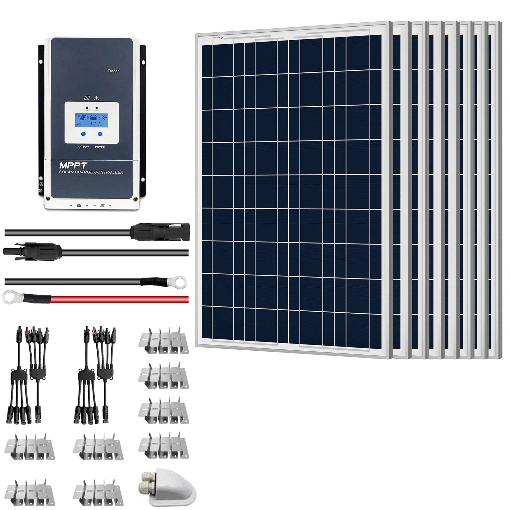 ACOPOWER 800W 12V Polycrystalline Solar Panel Kit with 60A MPPT Charge Controller for RV, Boat, Off-Grid & Emergency Power - Perfect for Camping, Road Trips and Backup Energy Solutions
