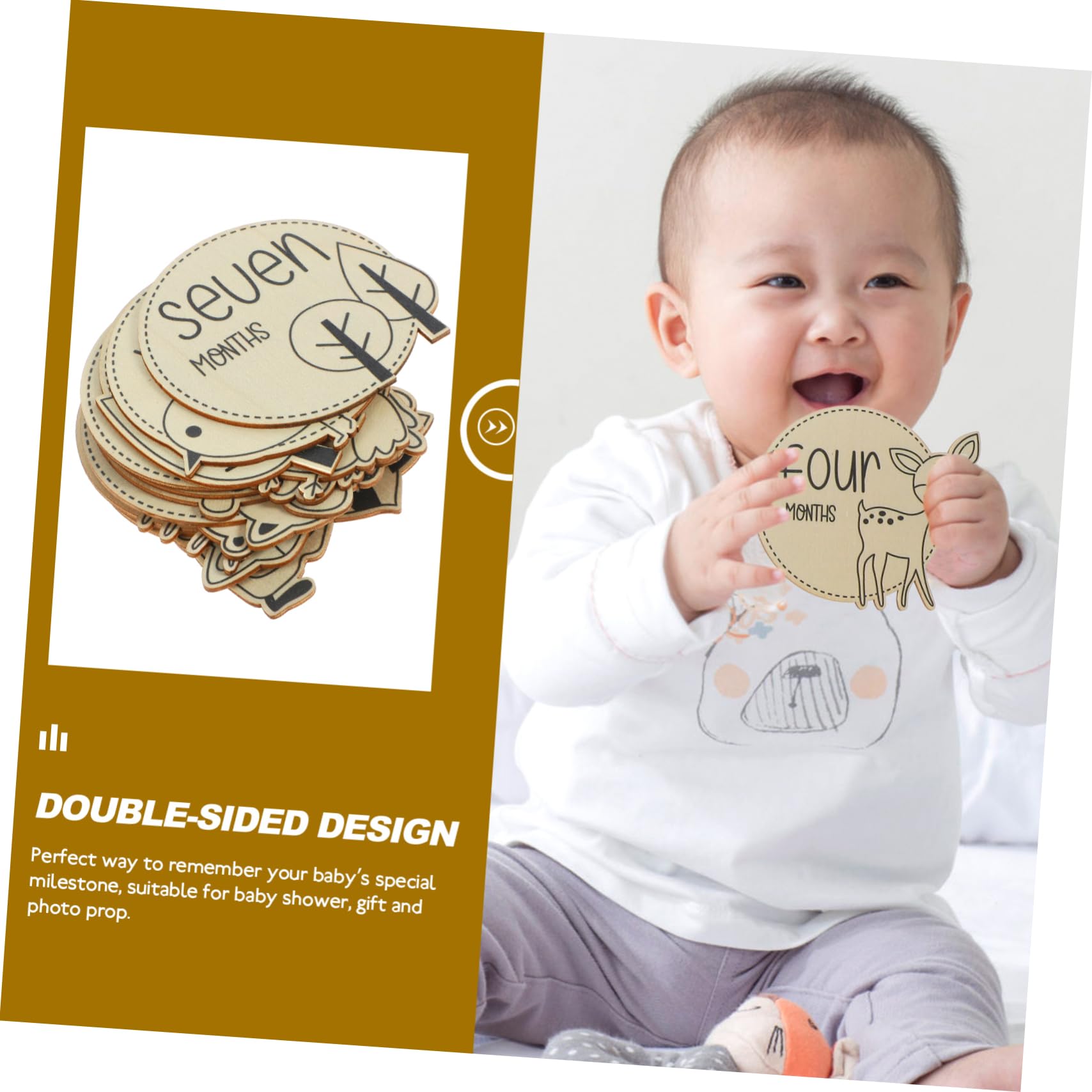 Zerodeko Wooden Baby Shower Decor Kit - Baby Growth Milestone Cards & Photo Props Set for Newborn Photography, Gender Reveal, First Birthday Party Decorations