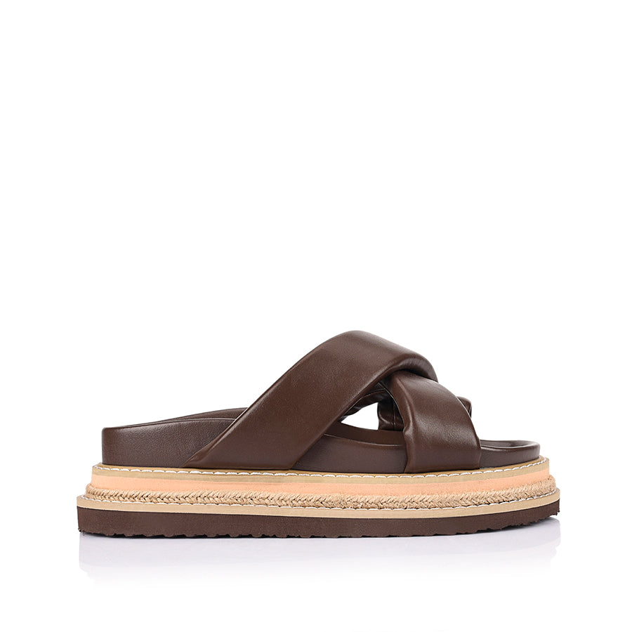 Thelma Flatform Slides for Women - Comfortable Chunky Sandals in Chocolate Brown | Perfect for Summer, Beach, and Casual Outfits