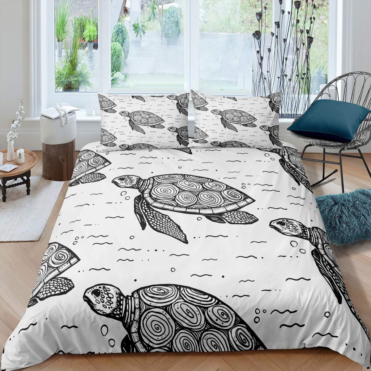 3D Sea Turtle Duvet Cover Set - Ocean Marine Themed Bedding for Kids & Boys Room - Twin Size 2-Piece Comforter Cover with Underwater Animal Print - Perfect for Beach Theme Decor, Children's Bedroom, and Sea Life Enthusiasts