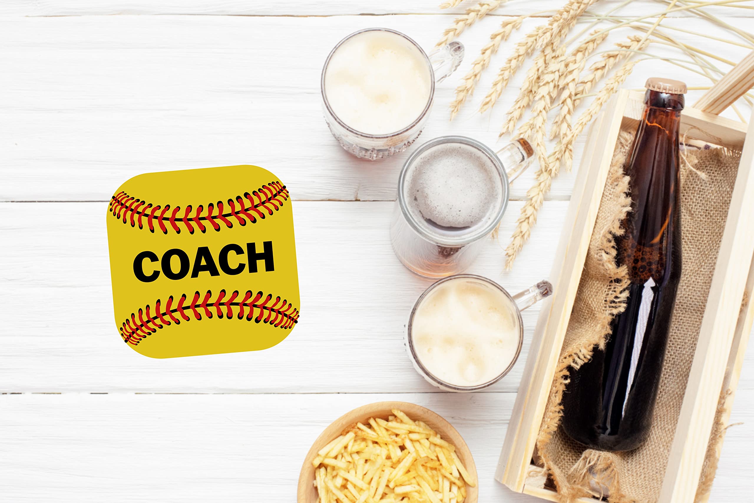 Personalized Softball Coach Gift Set - Insulated Beer Can Cooler Holder & Coaster for Men & Women | Perfect Team Appreciation Present for Games, Practices & Tailgating
