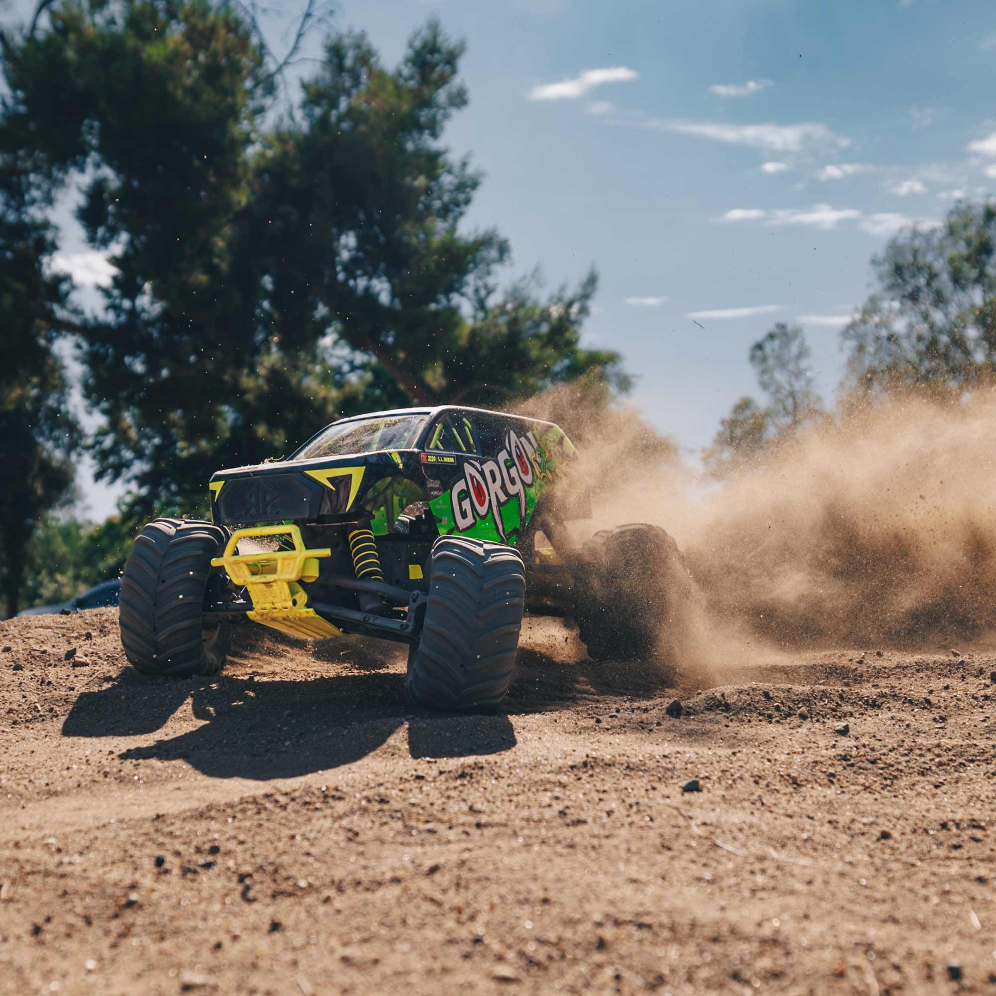 ARRMA Gorgon 1/10 Scale 2WD Monster Truck RTR (Ready-to-Run) with Battery & Charger - Smart 3300 7C S120 USB - Yellow ARA3230ST1 - Perfect for Off-Road Bashing, Backyard Racing & RC Hobby Enthusiasts