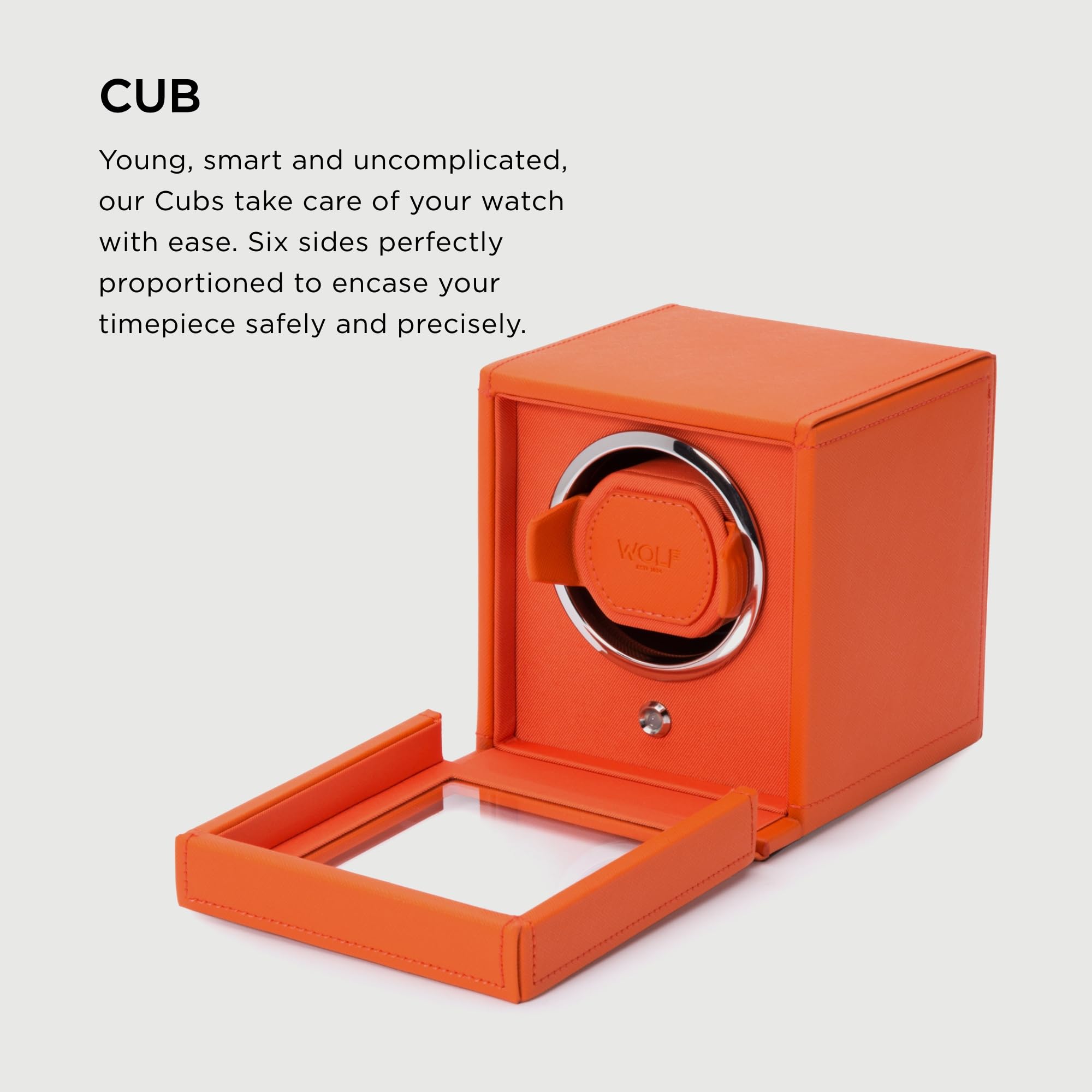 Premium Wolf Cub Single Watch Winder with Glass Cover - Automatic Watch Storage & Display Case for Rolex, Omega & Luxury Watches - Perfect for Home, Office & Travel Use