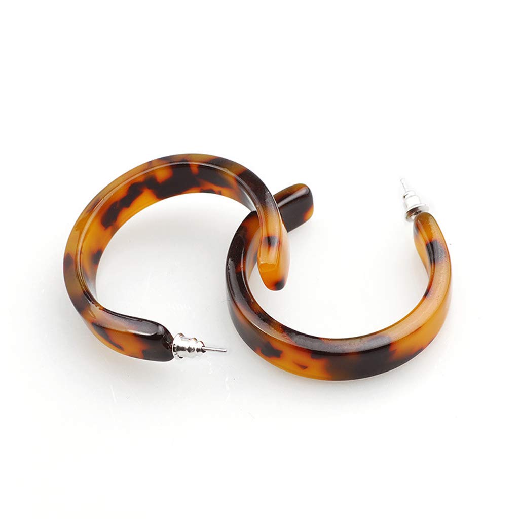 Stylish Mottled Resin Hoop Earrings for Women - Leopard Print Round Acrylic Drop Dangle Earrings, Tortoise Shell Fashion Jewelry - Perfect for Casual Wear, Parties & Gift Giving