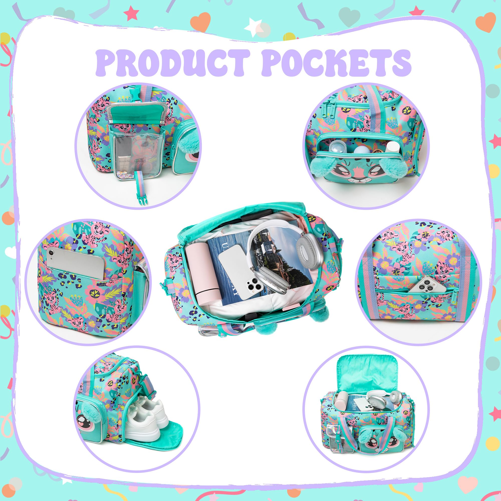 **Kids Duffle Bag for Girls - Travel, Dance, Gym & Overnight Weekender Bag with Shoe Compartment | Perfect for School, Sports & Weekend Getaways**