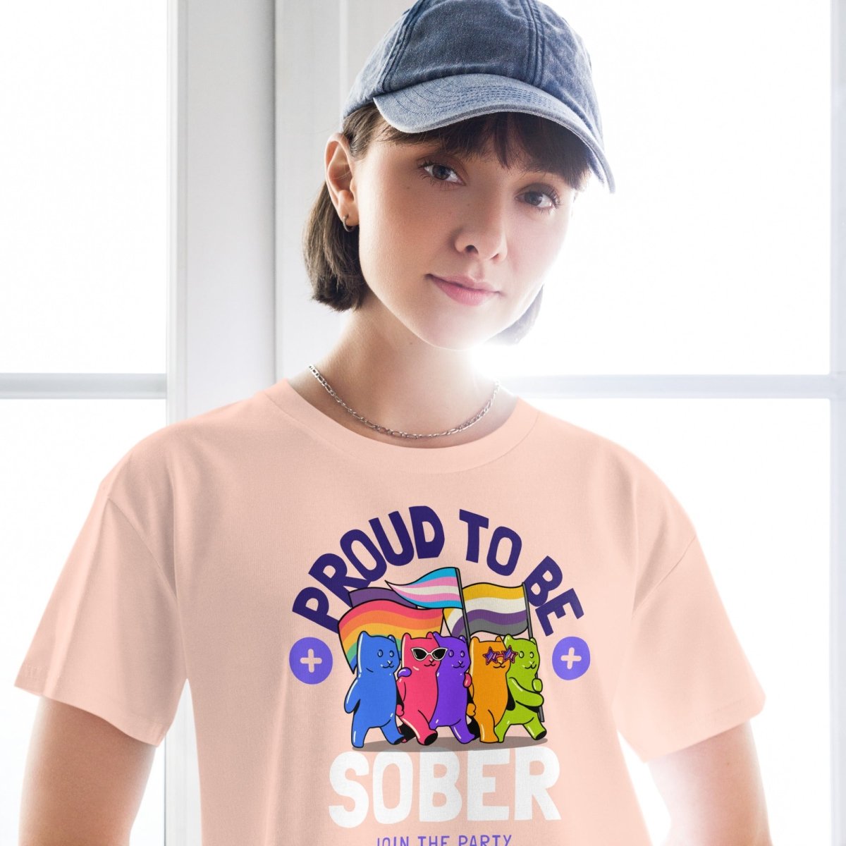 Proud to Be Sober Women's Crop Top - Rainbow Resilience Collection | Motivational Recovery Apparel for AA Meetings & Sober Living