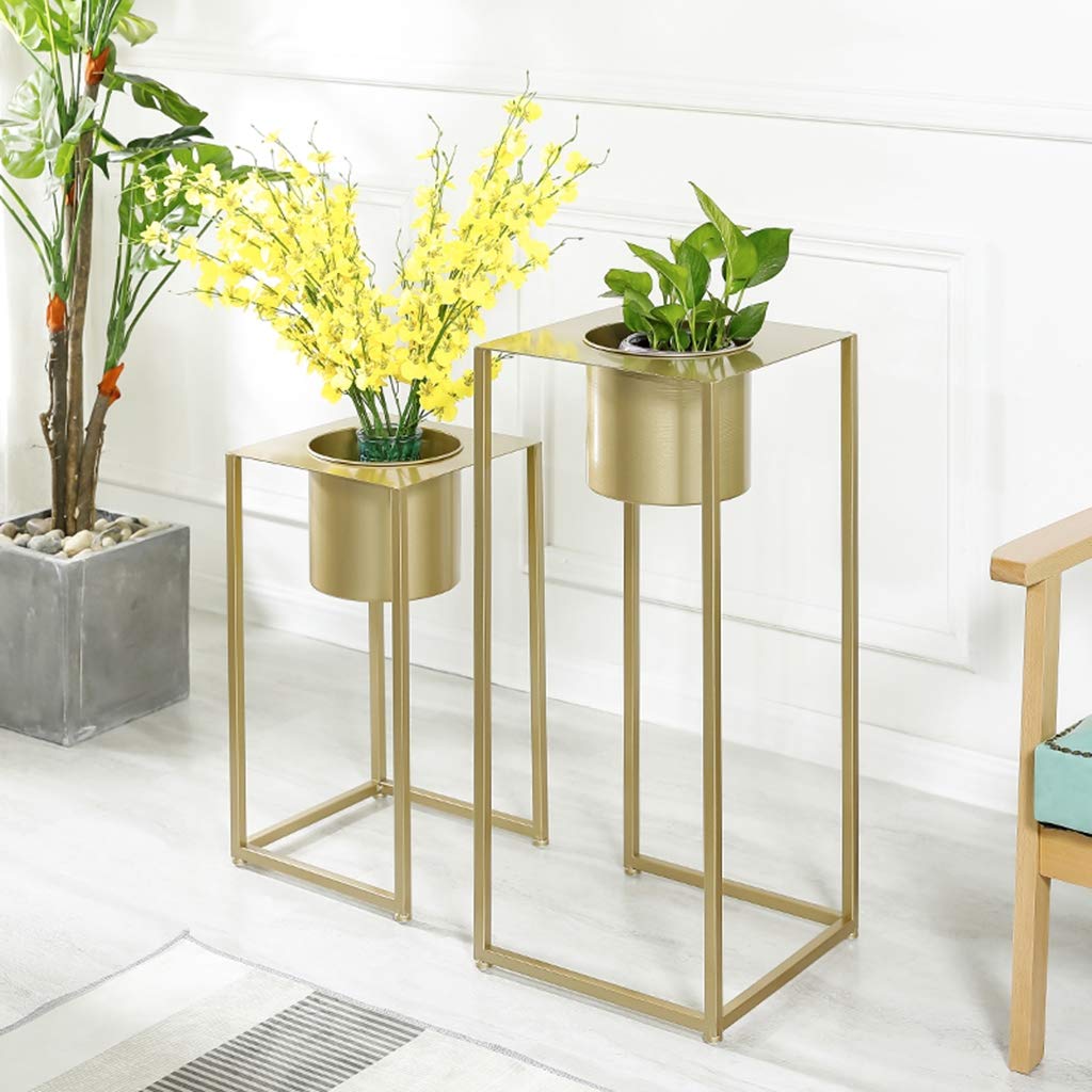 Metal Iron Flower Pot Holder - 55CM Floor Standing Plant Stand for Living Room, Balcony, Garden | Gold Art Shelf for Home Decor & Gardening Tools Storage