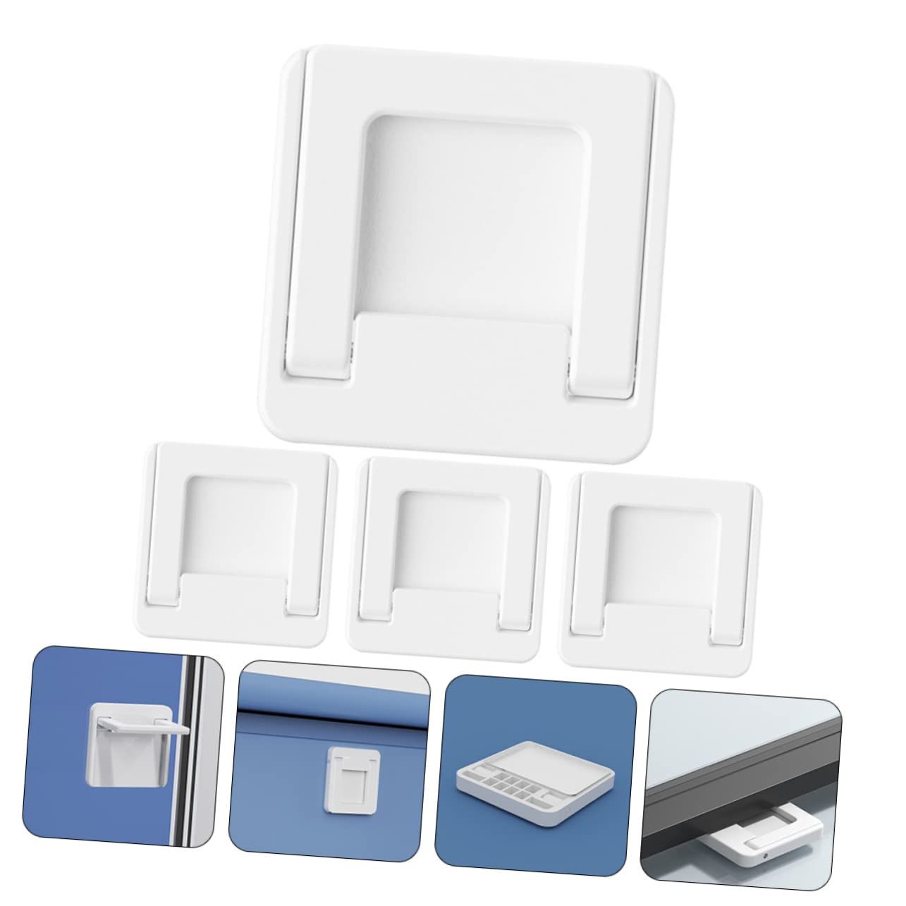 4-Pack Childproof Door Locks - Safety Sliding Door & Window Locks for Kids - No Drill Adhesive Handle Locks for Cabinets, Closets & Drawers - Perfect for Baby Proofing Homes & Child Safety