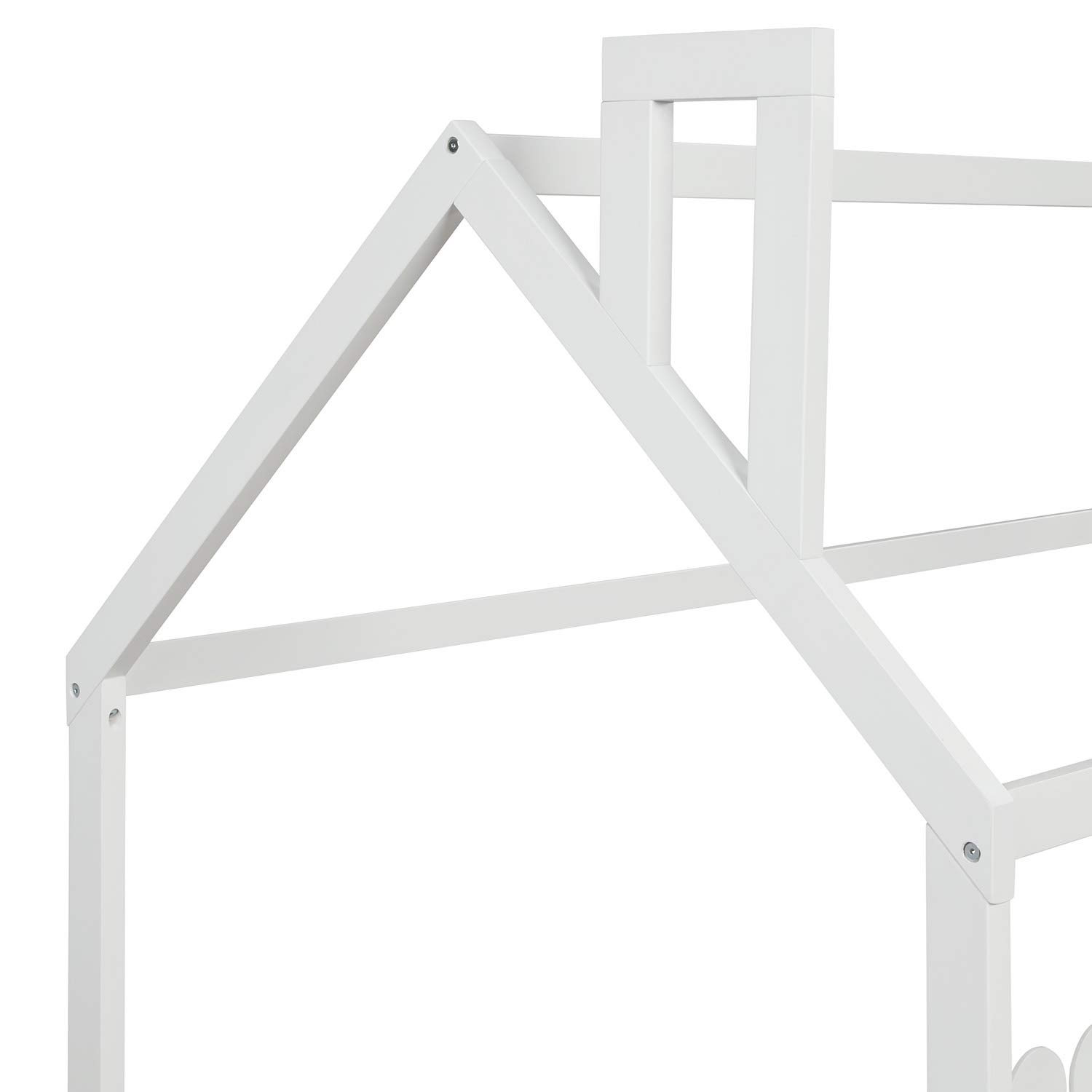 **Premium White Twin Wooden House Bed Frame with Safety Fence - Playhouse Design for Kids, Teens, Boys & Girls - Perfect for Bedrooms, Playrooms & Cozy Sleep Spaces**