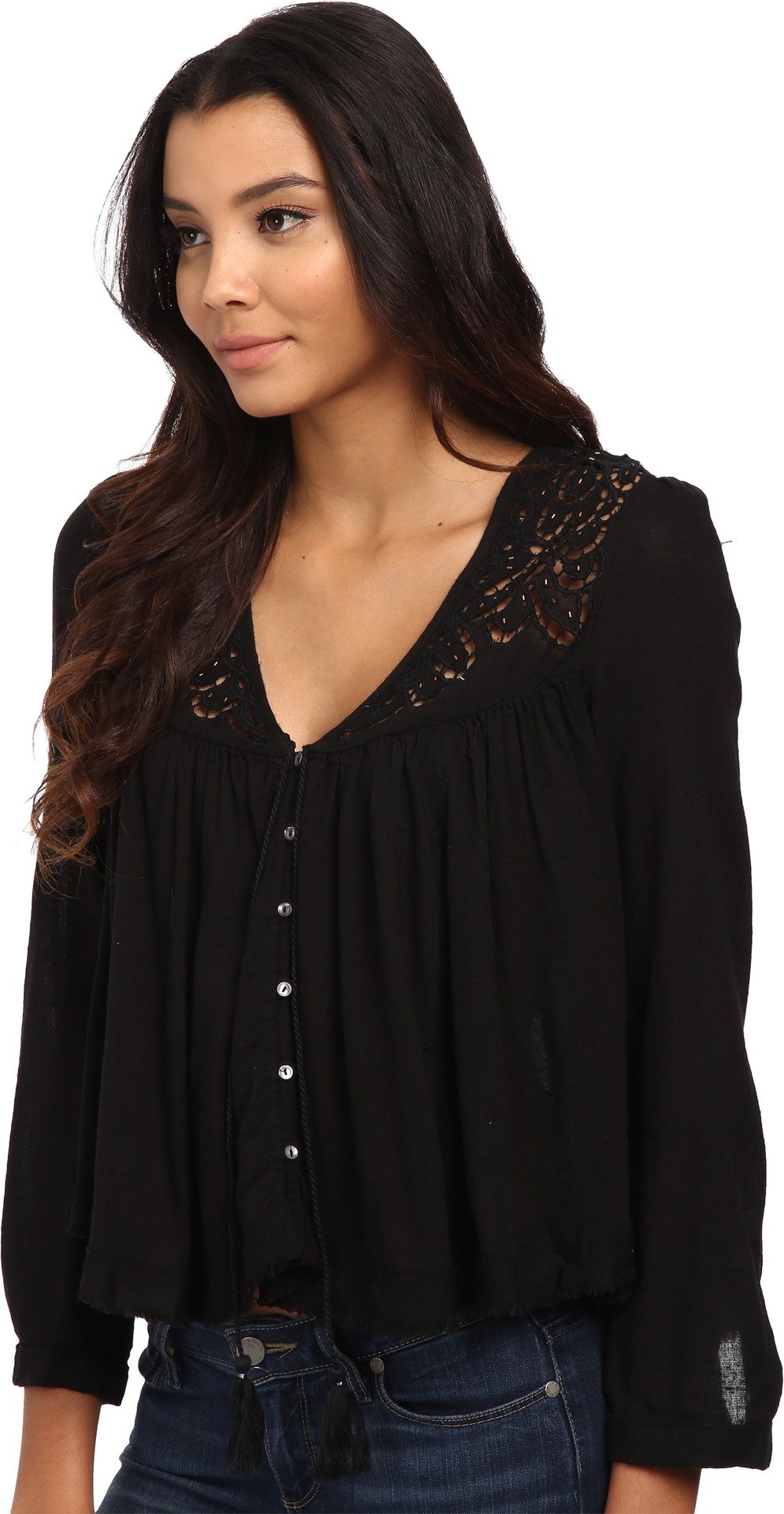 Free People Women's Boho Floral Print Off-Shoulder Blouse - Casual Summer Tops for Beach, Music Festivals & Date Nights