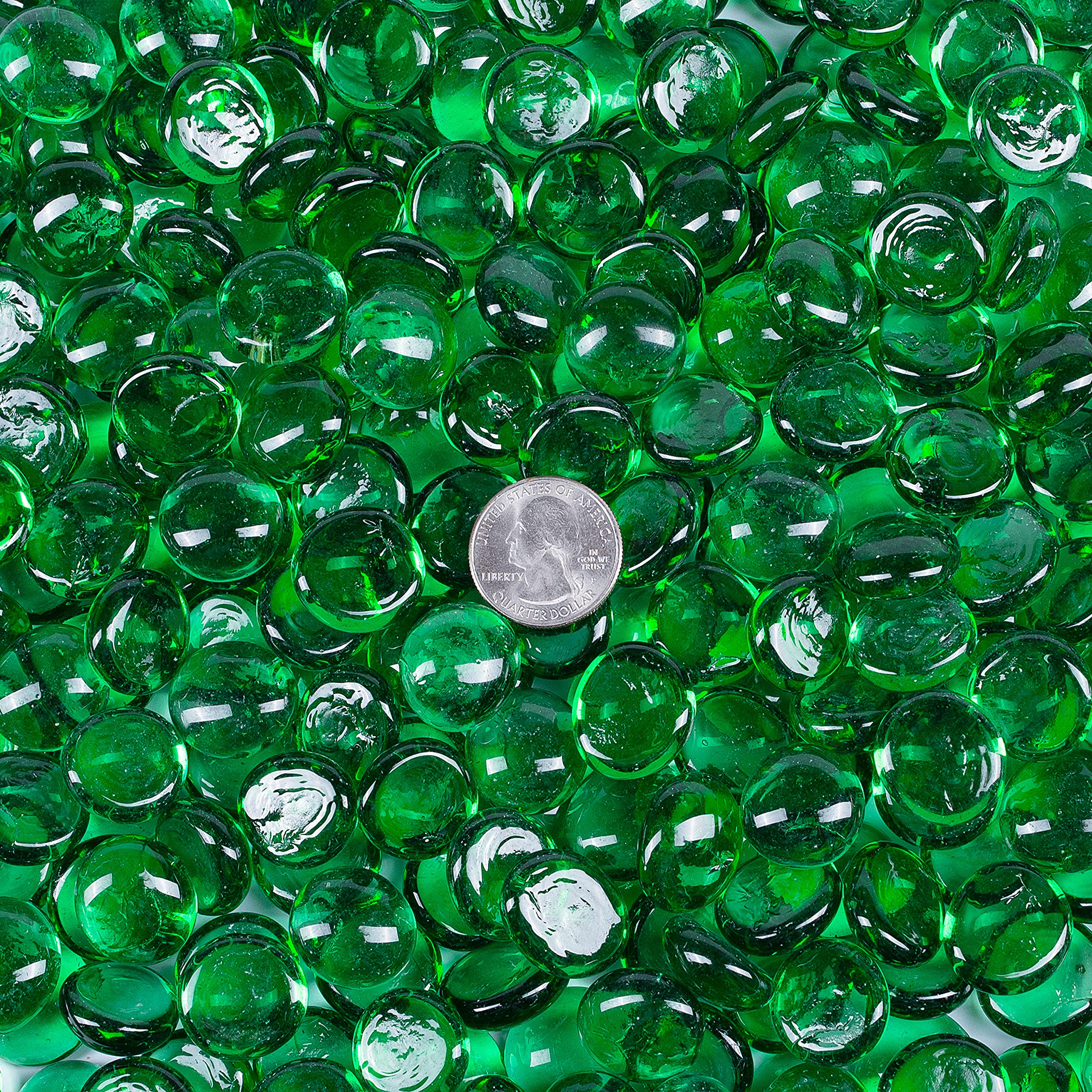 Galashield Green Flat Glass Marbles for Vases - 1 LB (Approx. 100 Pieces) - Decorative Glass Gems, Beads & Pebbles for Vase Fillers, Floral Arrangements, Home Decor and DIY Crafts