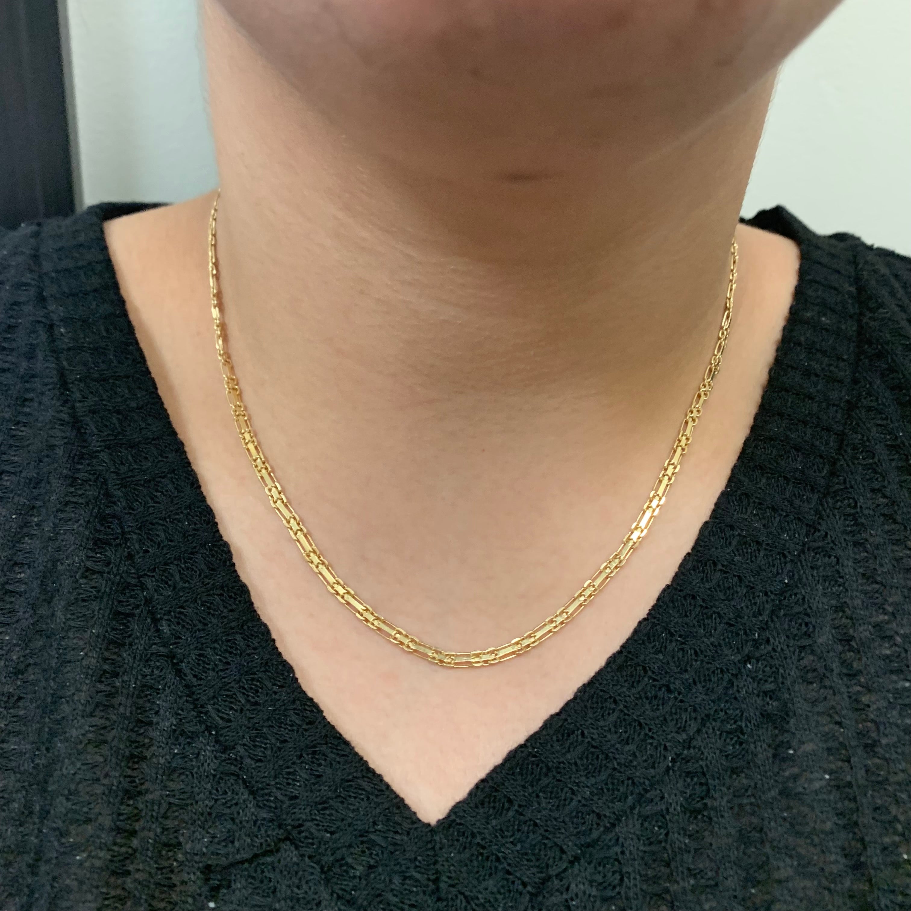 18K Yellow Gold Fancy Chain Necklace for Women - Elegant Layering Jewelry for Party, Wedding & Daily Wear | 18 Inches