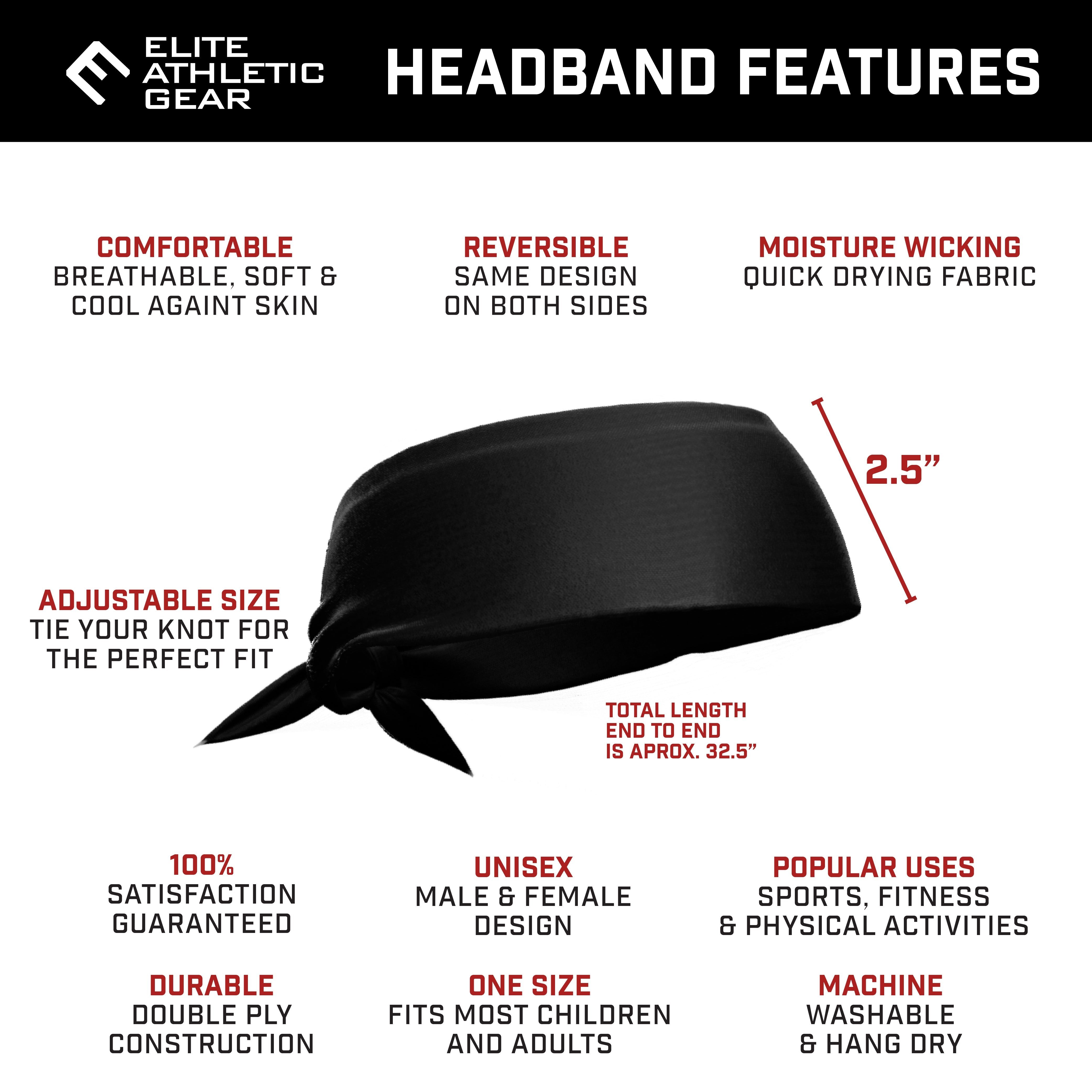 Softball Headband for Women & Girls - Non-Slip Sports Head Wrap for Softball, Running, Workouts & Training - Moisture Wicking & Comfortable Tie Headband for Athletes & Active Lifestyles