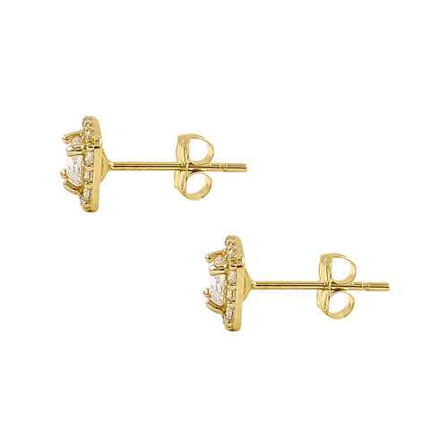14K Solid Yellow Gold 5.5mm Square Halo CZ Stud Earrings for Women - Elegant Cubic Zirconia Jewelry Gift for Birthday, Anniversary & Special Occasions