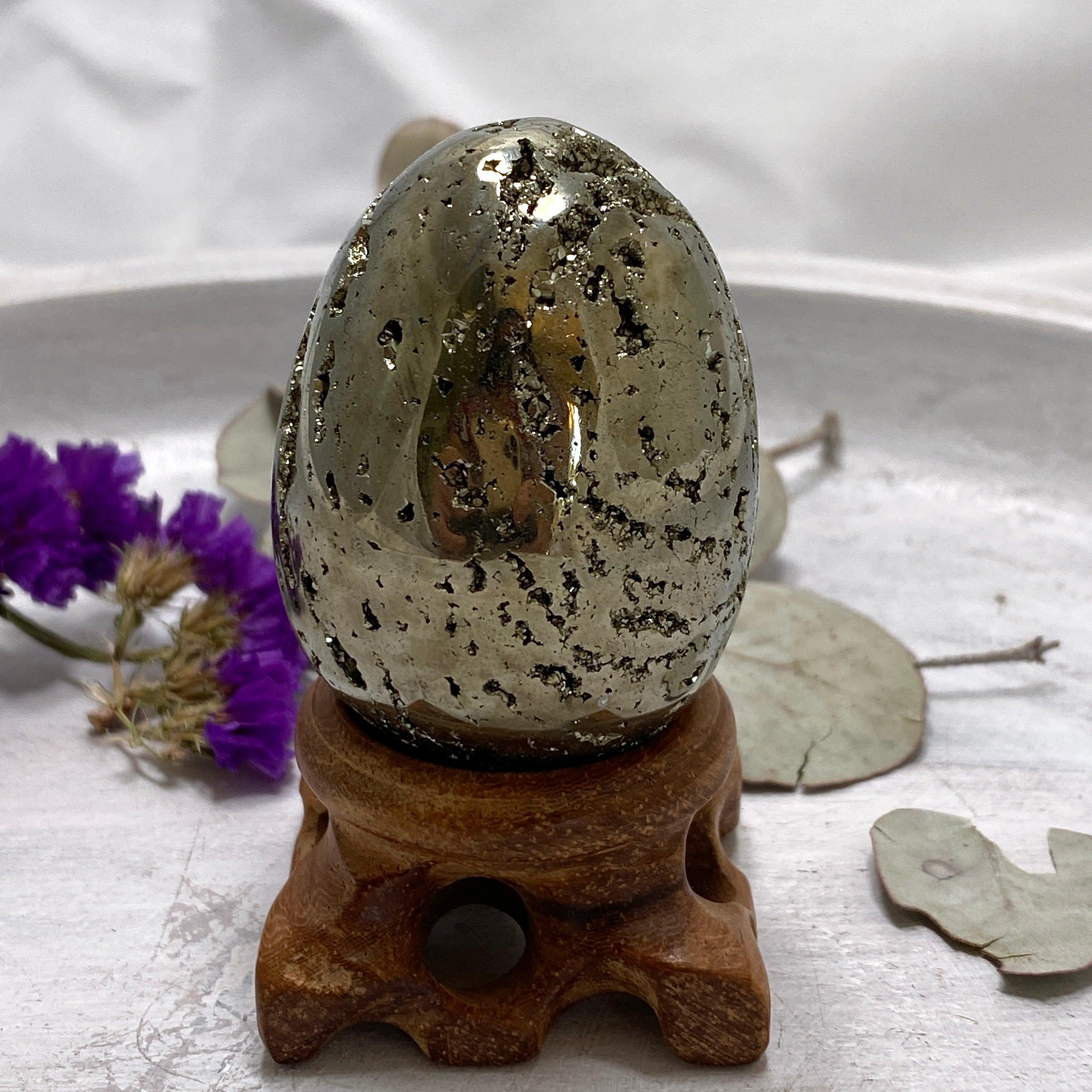Premium Grade Pyrite Egg - Natural Mineral Specimen for Collectors, Home Decor & Crystal Healing | Perfect for Display, Meditation & Gifts