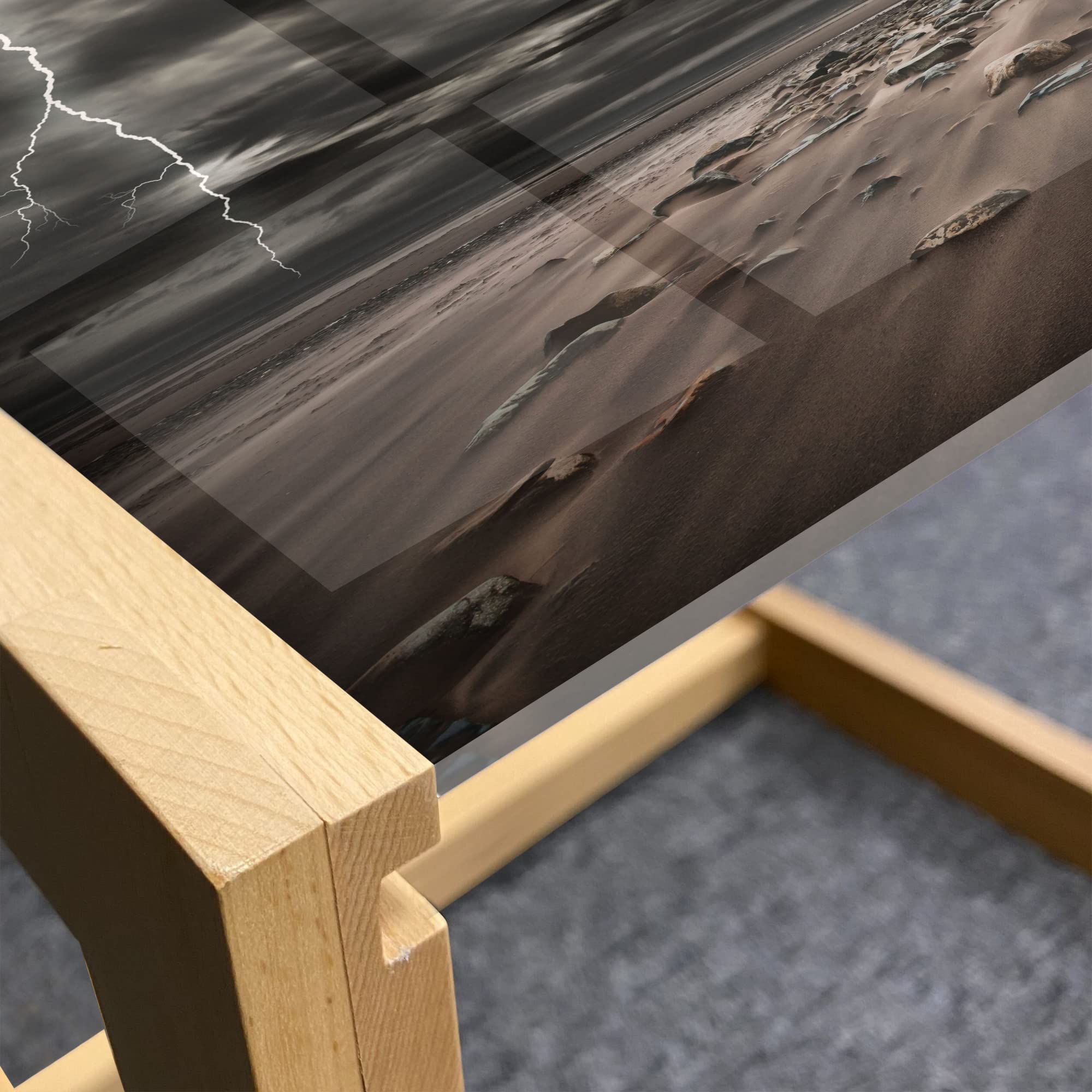 Ambesonne Wooden Coffee Table, Thunder Storm Print - Office & Dorm Decor