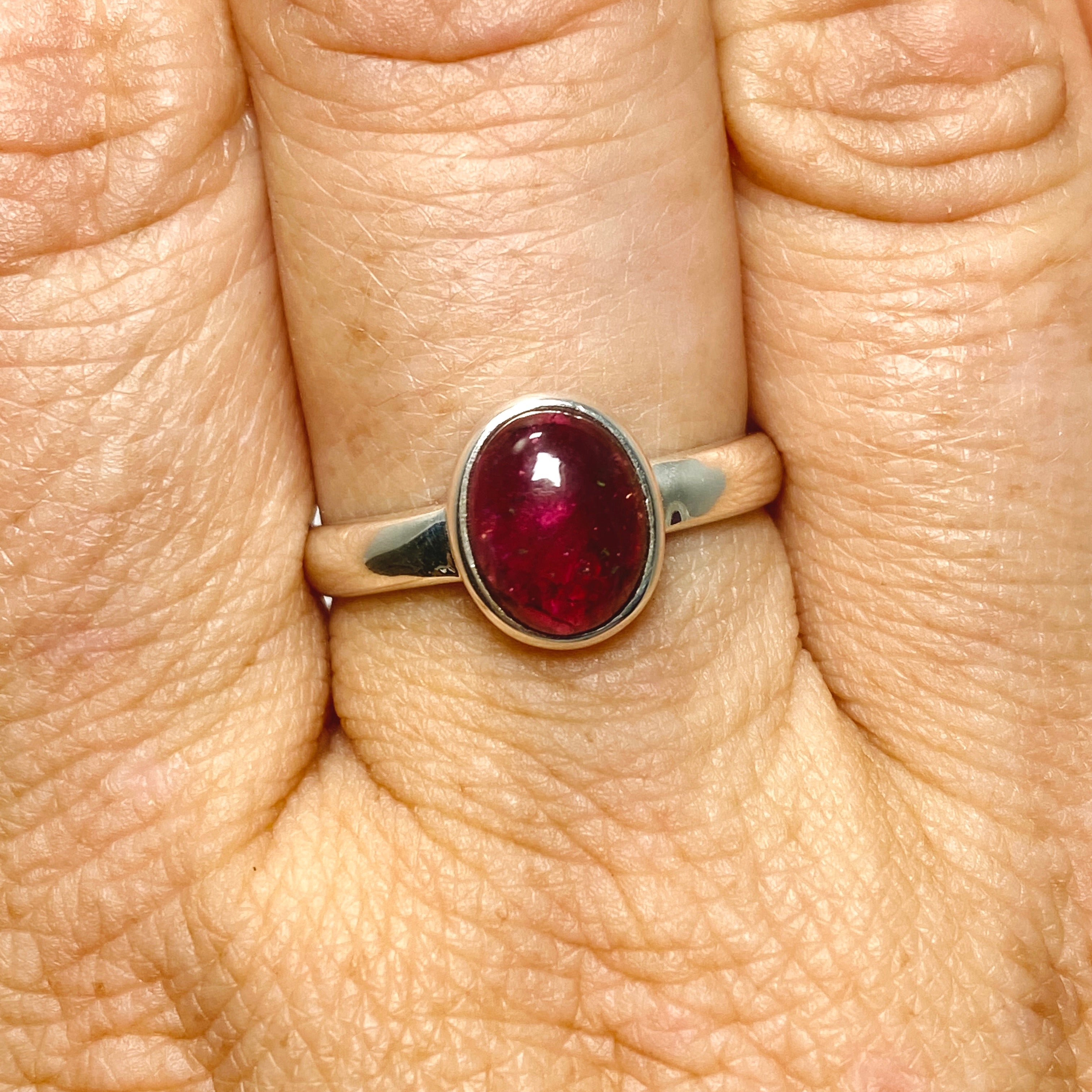 Pink Tourmaline Oval Cabochon Ring - Size 9 - PRGJ735 - Perfect for Engagement, Anniversary Gifts & Everyday Elegance