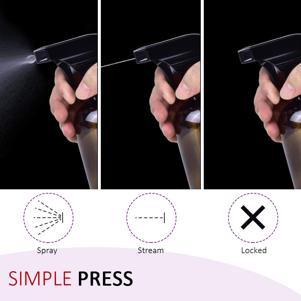 AMORIX 12PCS Heavy Duty Black Spray Bottle Nozzle Trigger - Mist Stream Sprayer Replacement for 28/400 Boston Bottles | Perfect for Gardening, Cleaning Solutions & Household Use