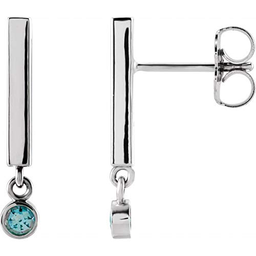 14K White Gold Aquamarine Bar Earrings for Women | Elegant Fine Jewelry Gift for Her | Perfect for Weddings, Anniversaries & Special Occasions