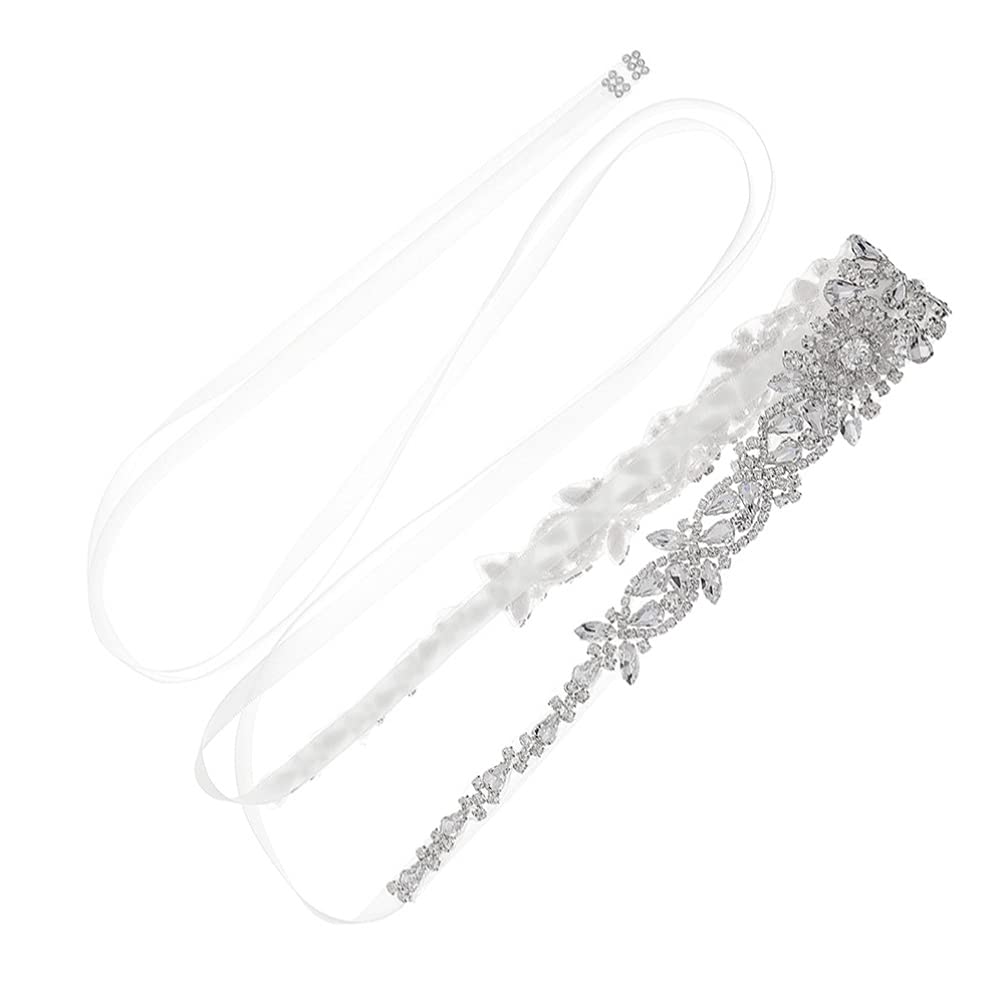 Bestoyard Crystal Rhinestone Wedding Belt - Elegant Flower Bridal Sash with Diamond Accents for Wedding Dress, Evening Gown & Prom - Perfect for Bridal Accessories, Formal Events & Special Occasions