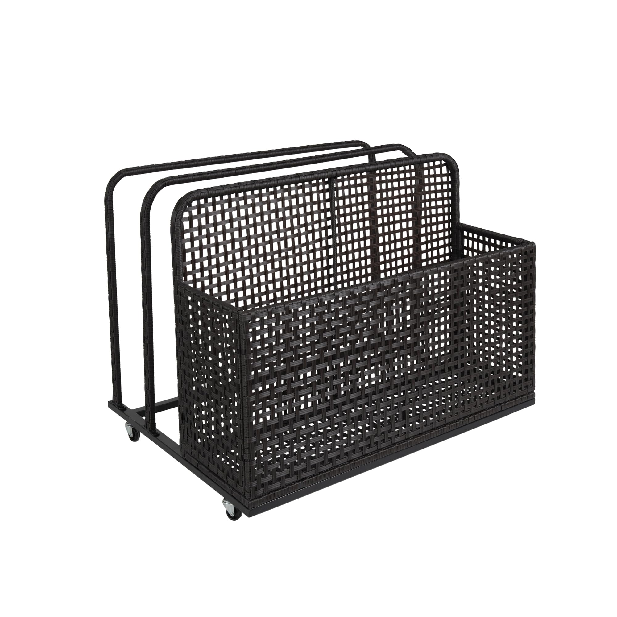 TrailBlaze Outdoor Storage Organizer - Double Layer Rattan Pool Towel Rack with Wheels | Waterproof Poolside Float & Cushion Storage Bin for Patio, Garden, Backyard | Perfect for Pool Parties, Summer Relaxation & Outdoor Organization