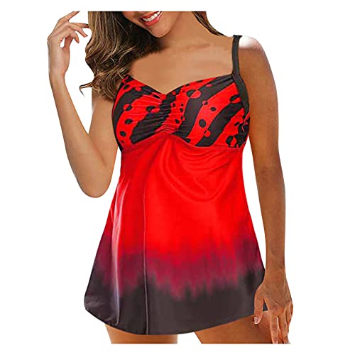 FMCHICO Women's Strappy Tankini Set - Floral Print Two Piece Swimwear with Swimdress Top | Perfect for Beach, Pool, and Summer Vacation
