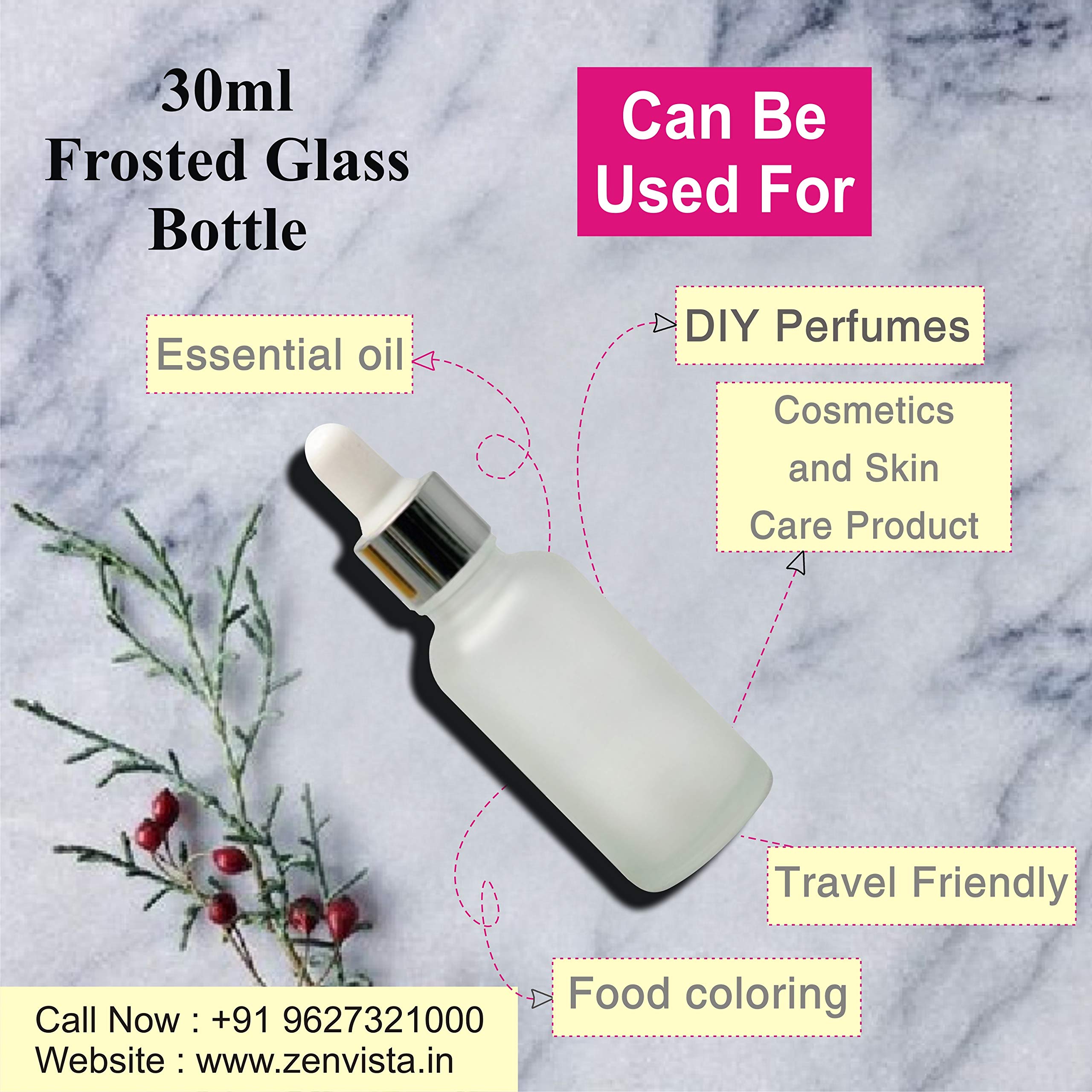Premium 30ml Empty Glass Bottles with Silver Plating Dropper - 3 Pack for Essential Oils, Fragrances, Perfumes & Serums | Leakproof Multipurpose Storage for DIY Beauty, Aromatherapy & Travel Use